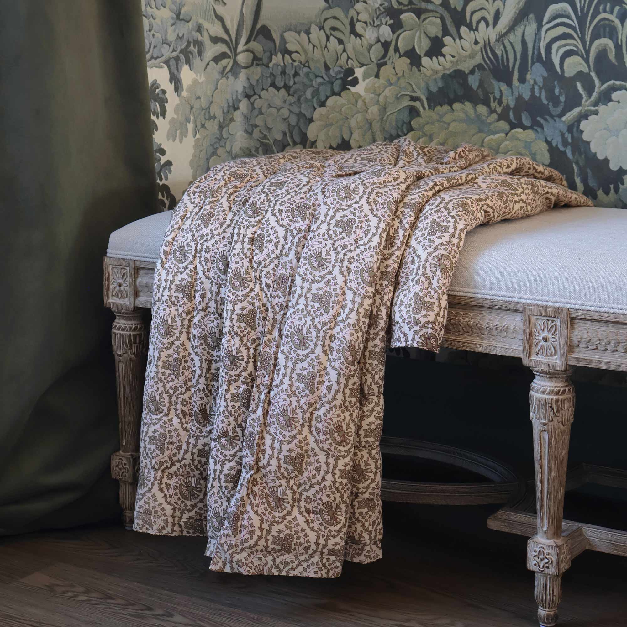 Earthy Brown Floral Bedspread