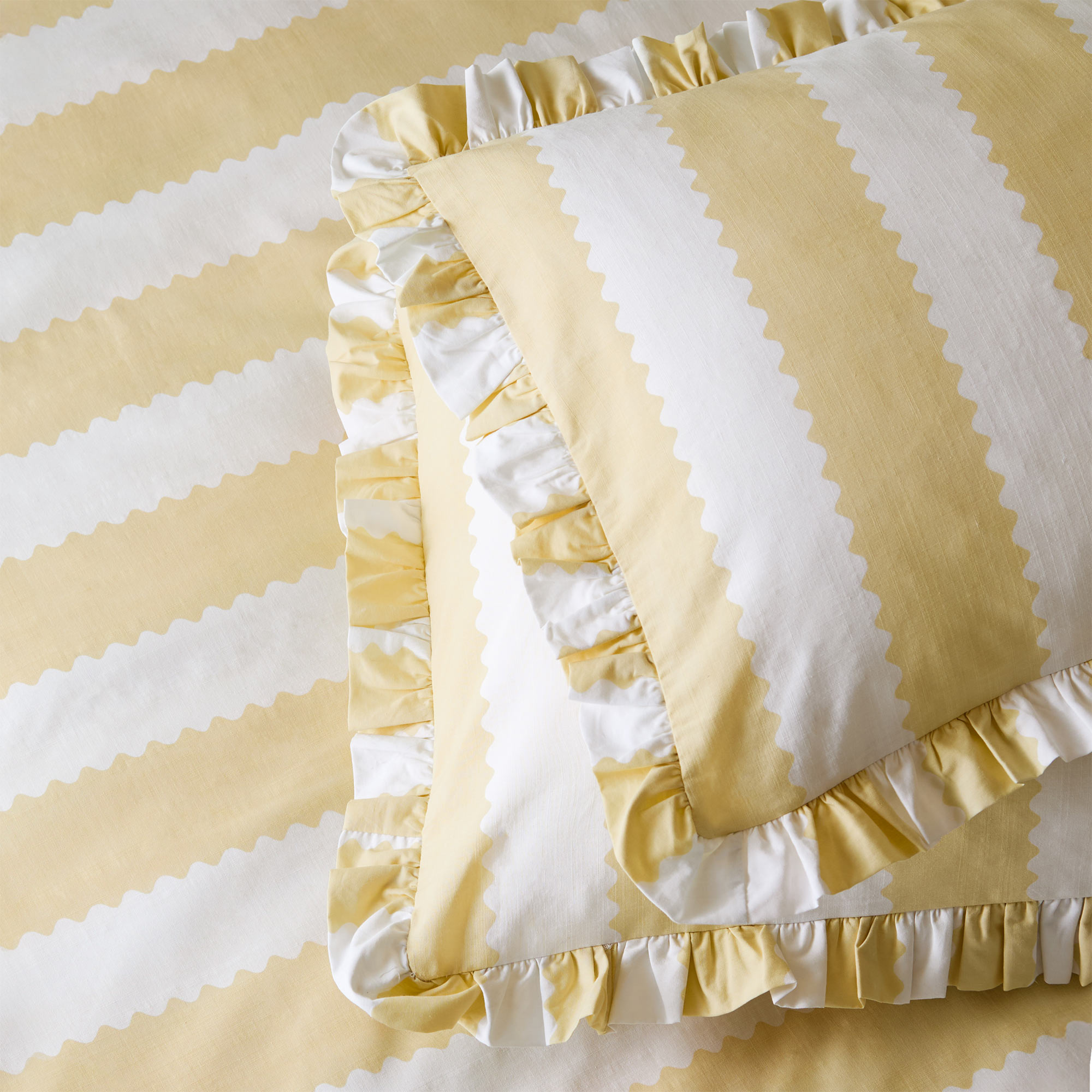 Birdie Stripe Bed Linen in Sunshine & Vanilla