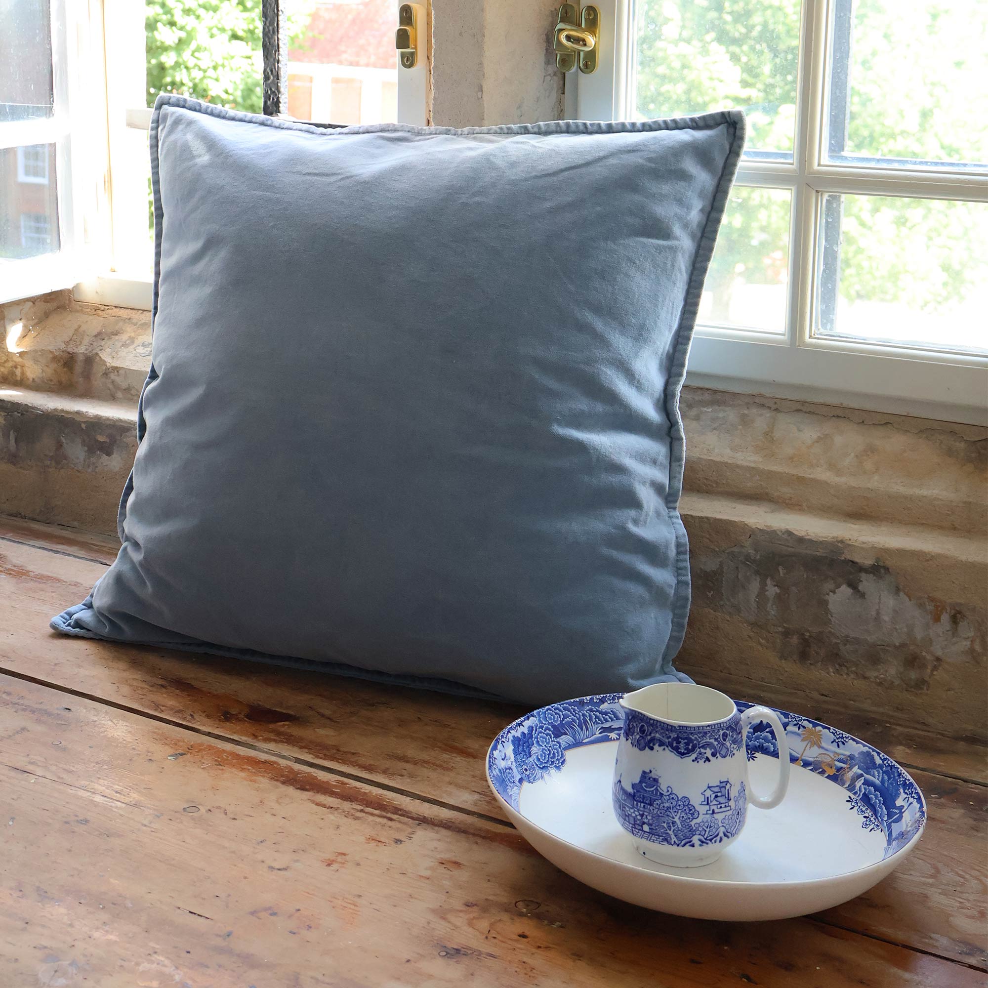 Mélange Velvet Cushion in Cornflower
