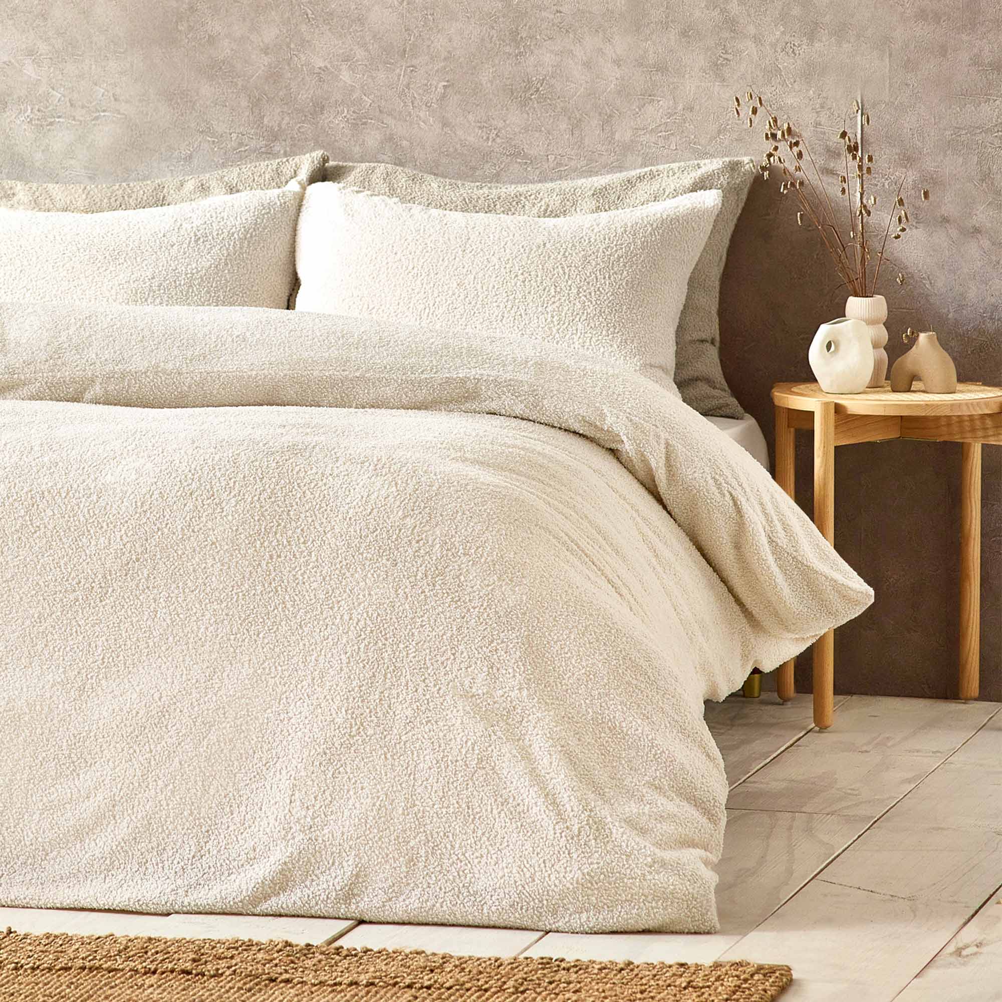 Natural Cream Boucle Duvet Cover Set