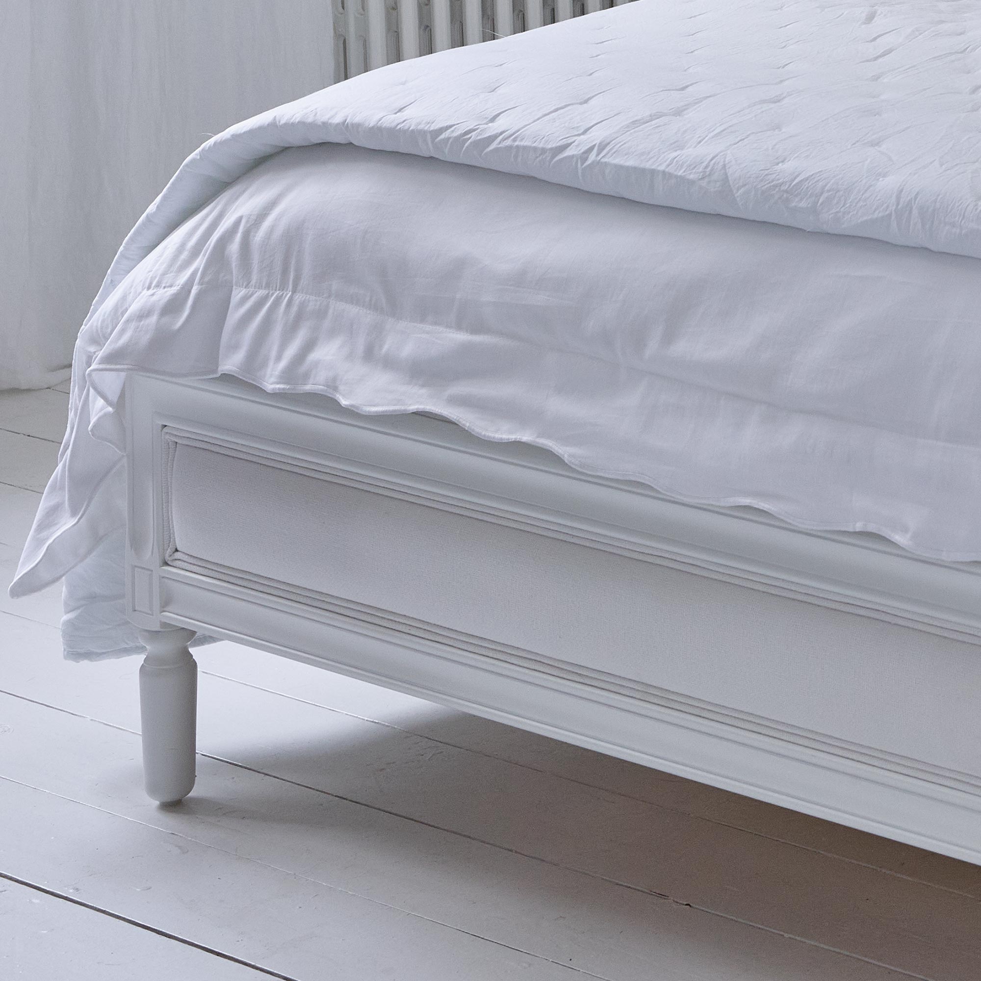 Boudoir Blanc White Wood Upholstered Bed