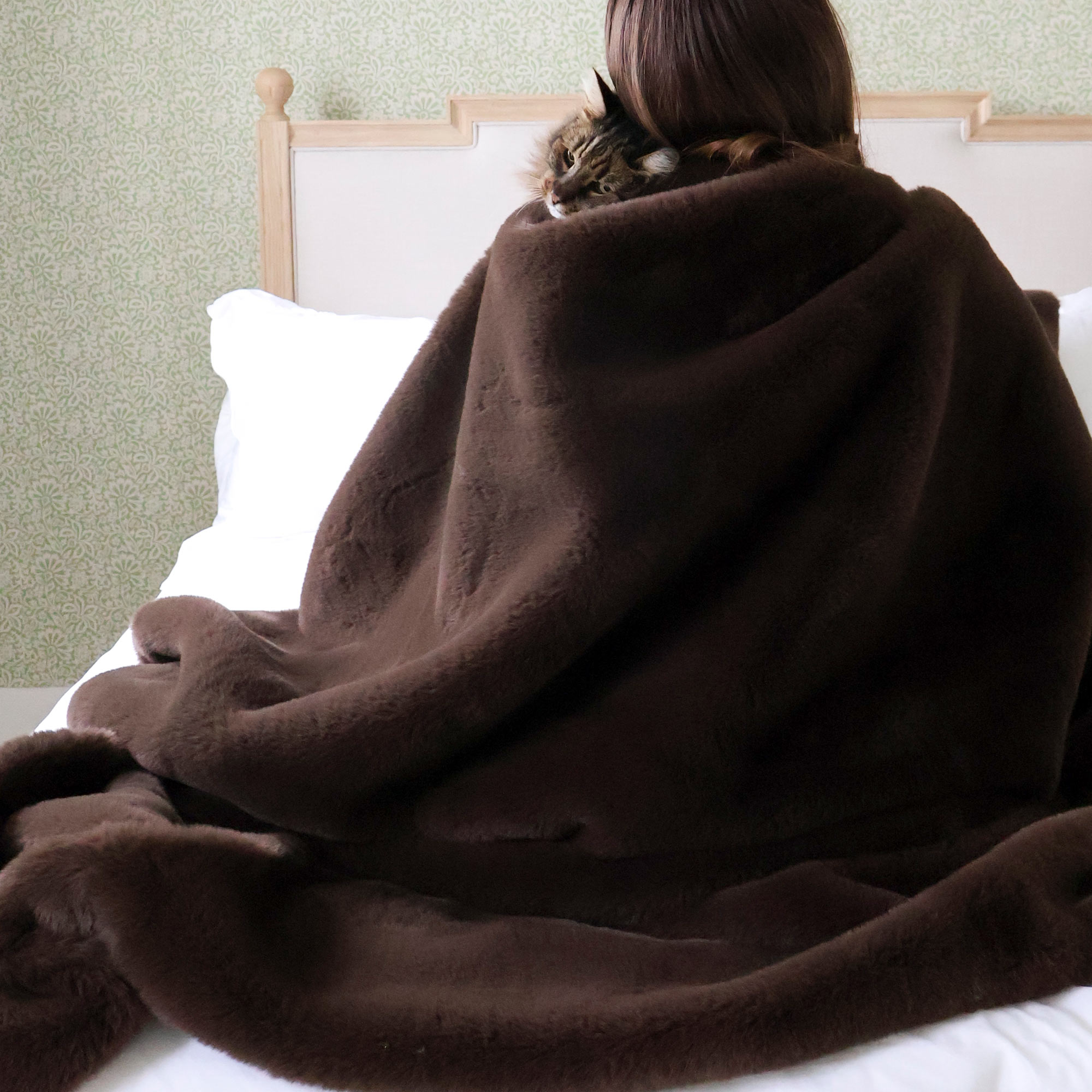 Lola Bundled Up In Brown Faux Fur Throw Wrapped 