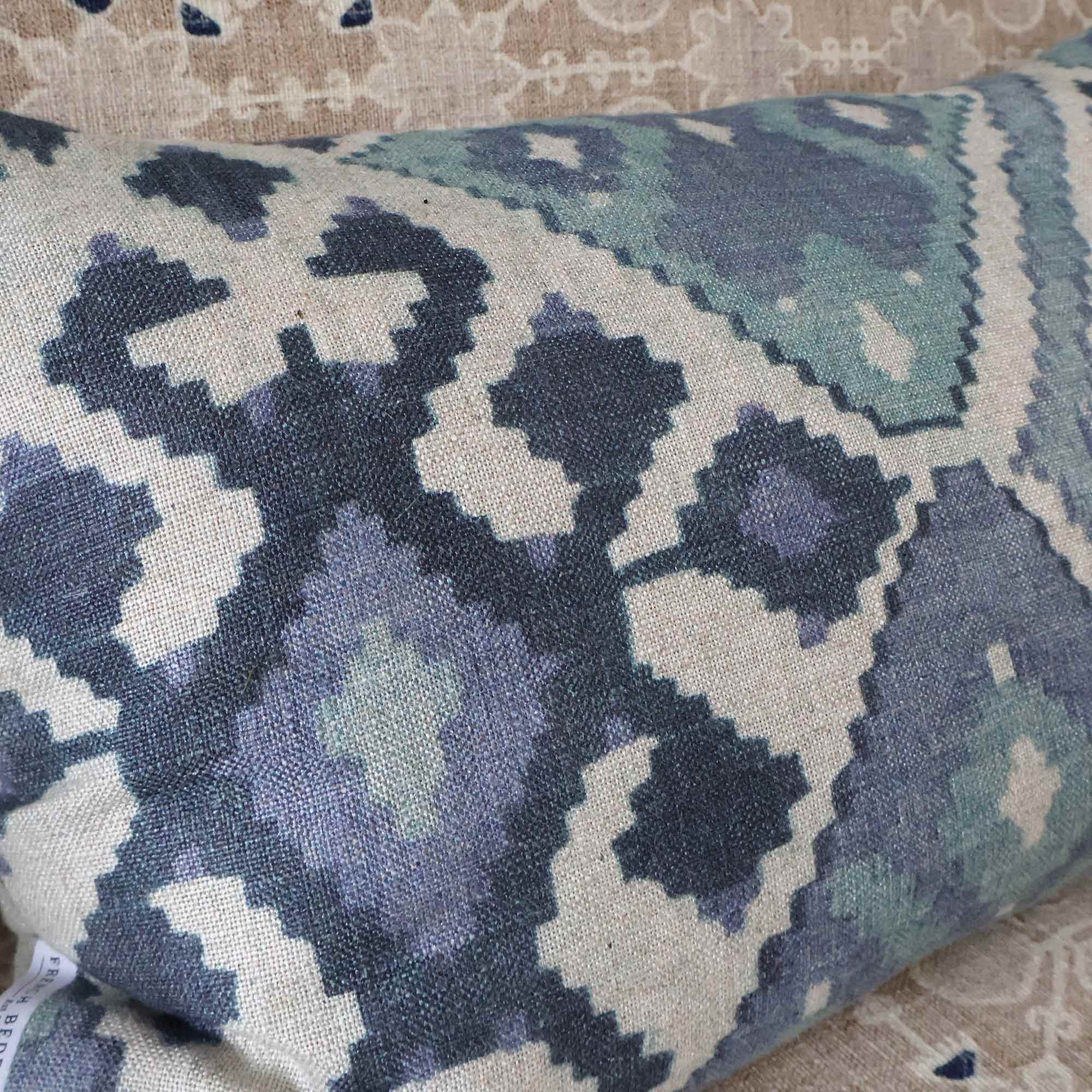 Celeste Blue Ikat Kilim Cushion