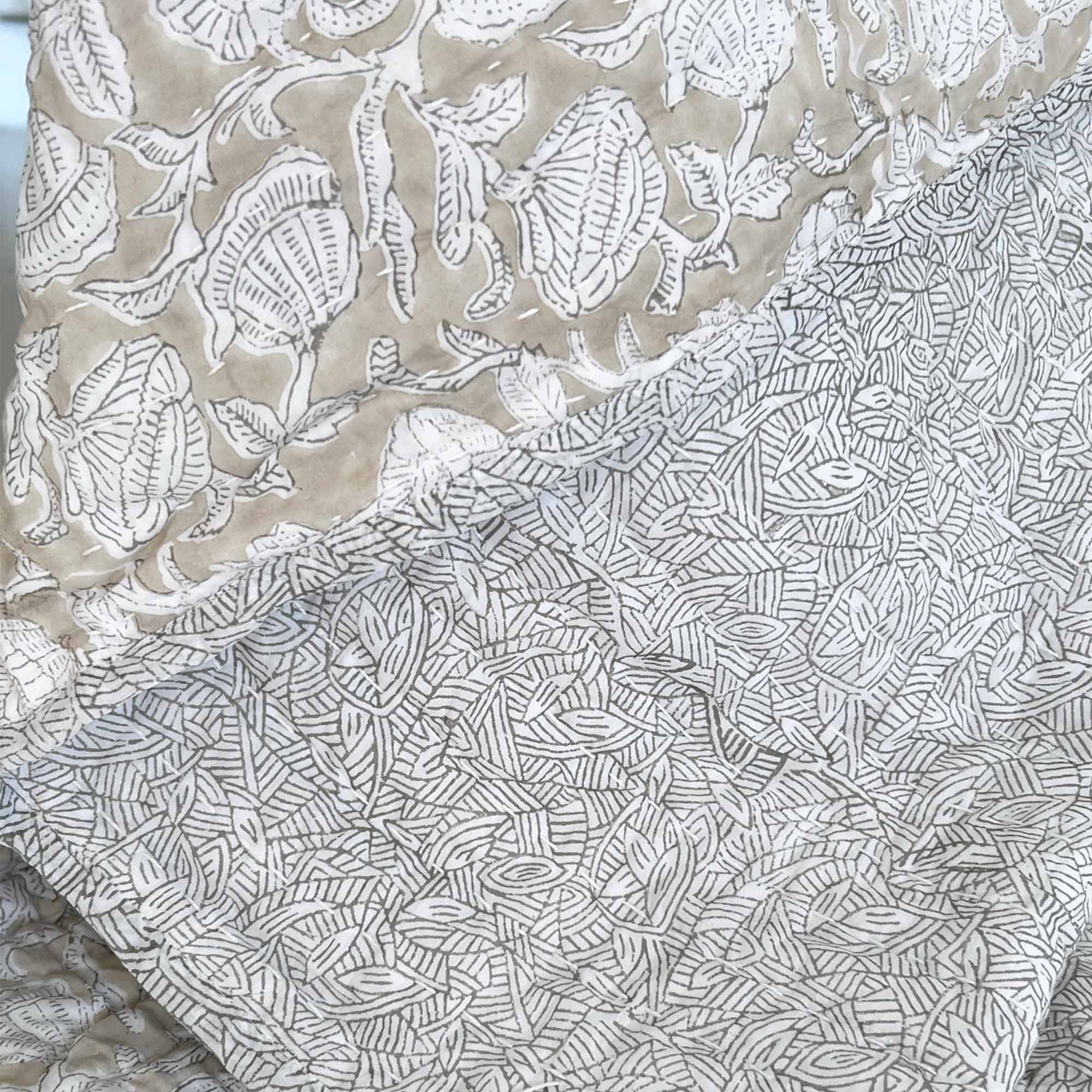 Chai Latte Block Print Bedspread