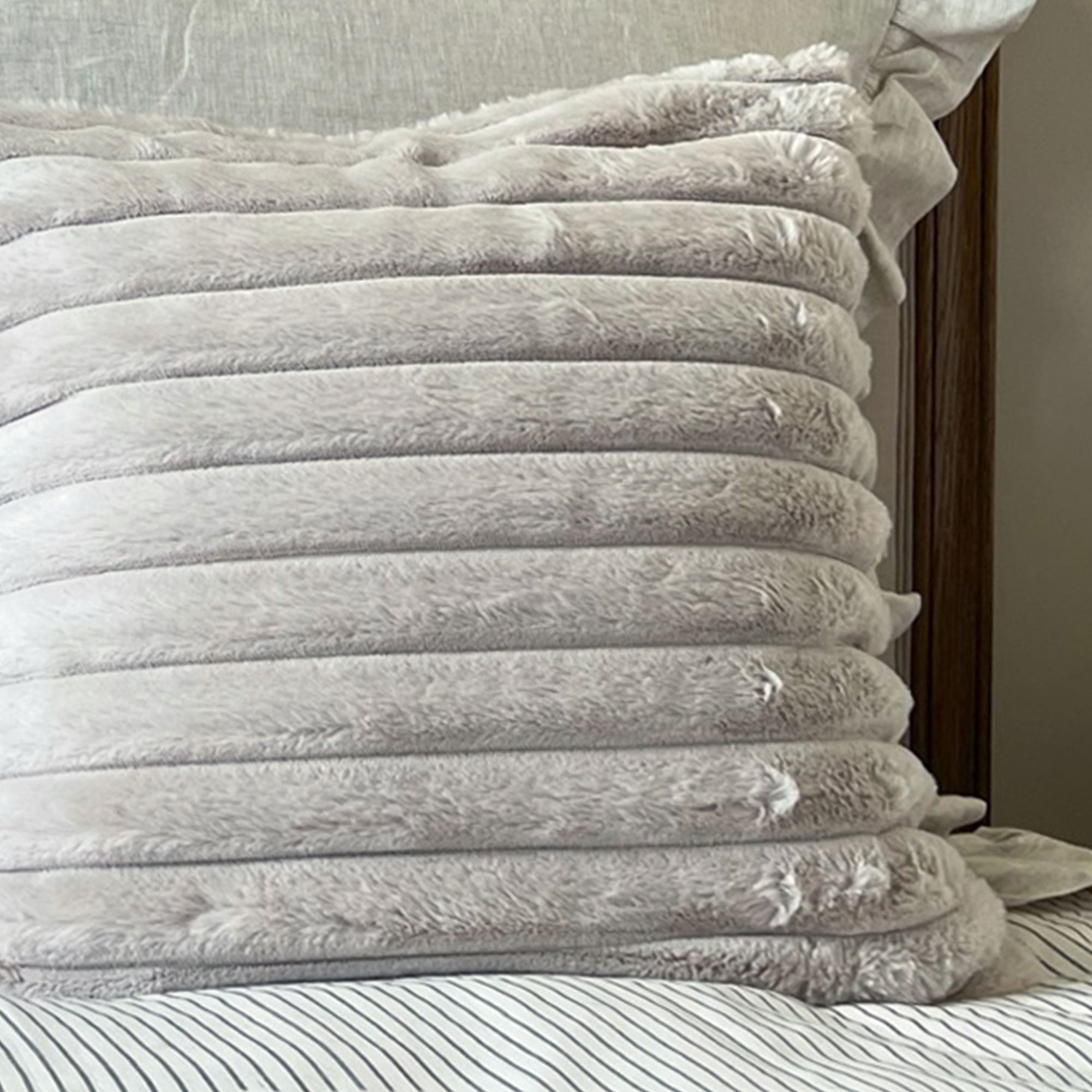 Chamonix Oatmeal Faux Fur Cushion