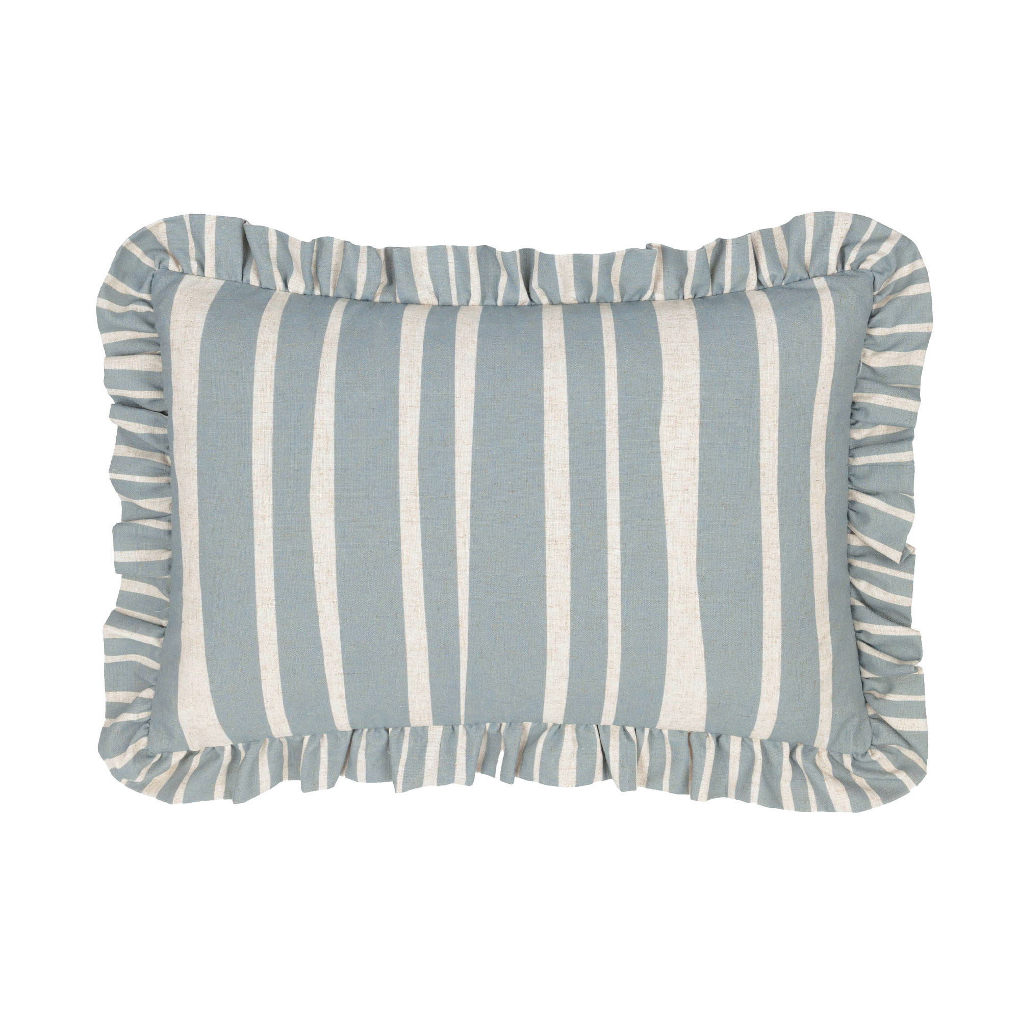 Pale Blue and Ivory Striped Bedroom Cushion
