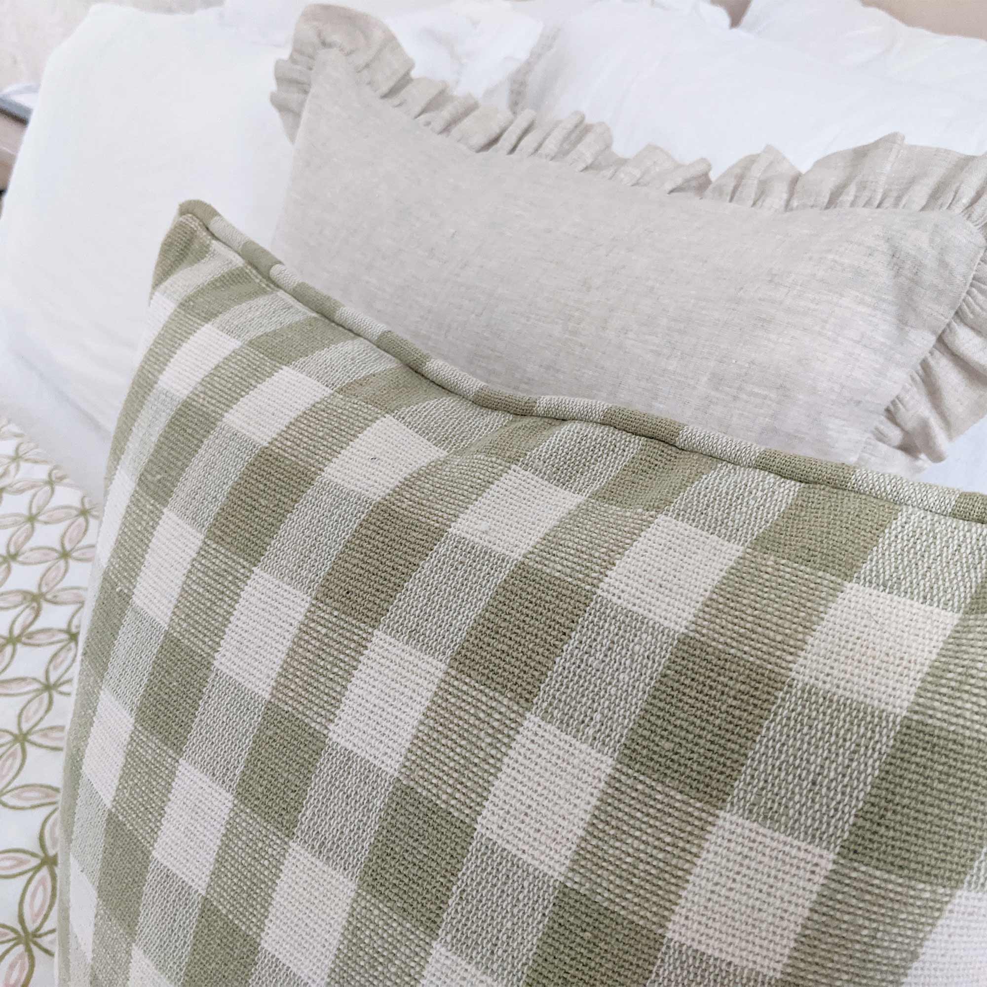 Delilah Green Gingham Vegan Cushion