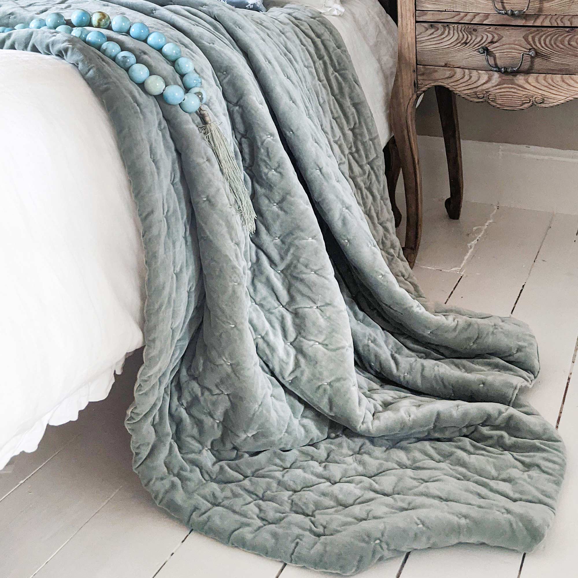 Sea Foam Duck Egg Blue Bedspread
