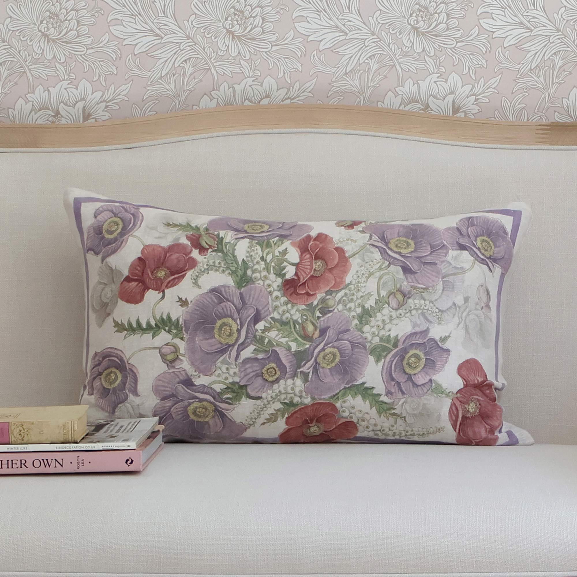 Fields of Poppies Linen Boudoir Cushion