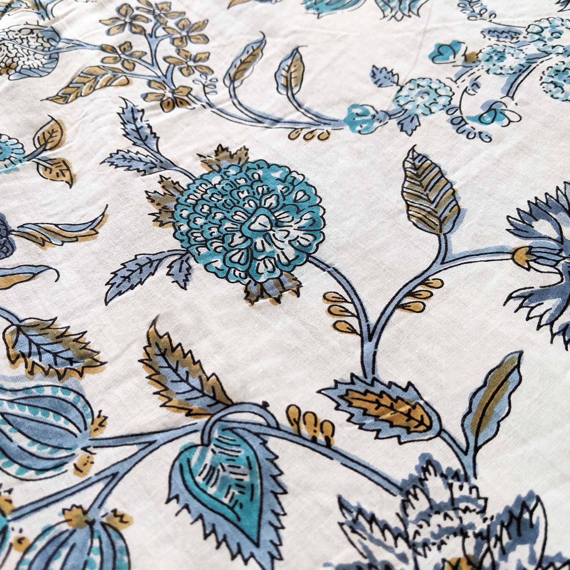 Fleurs Du Jardin Blue Quilted Bedspread
