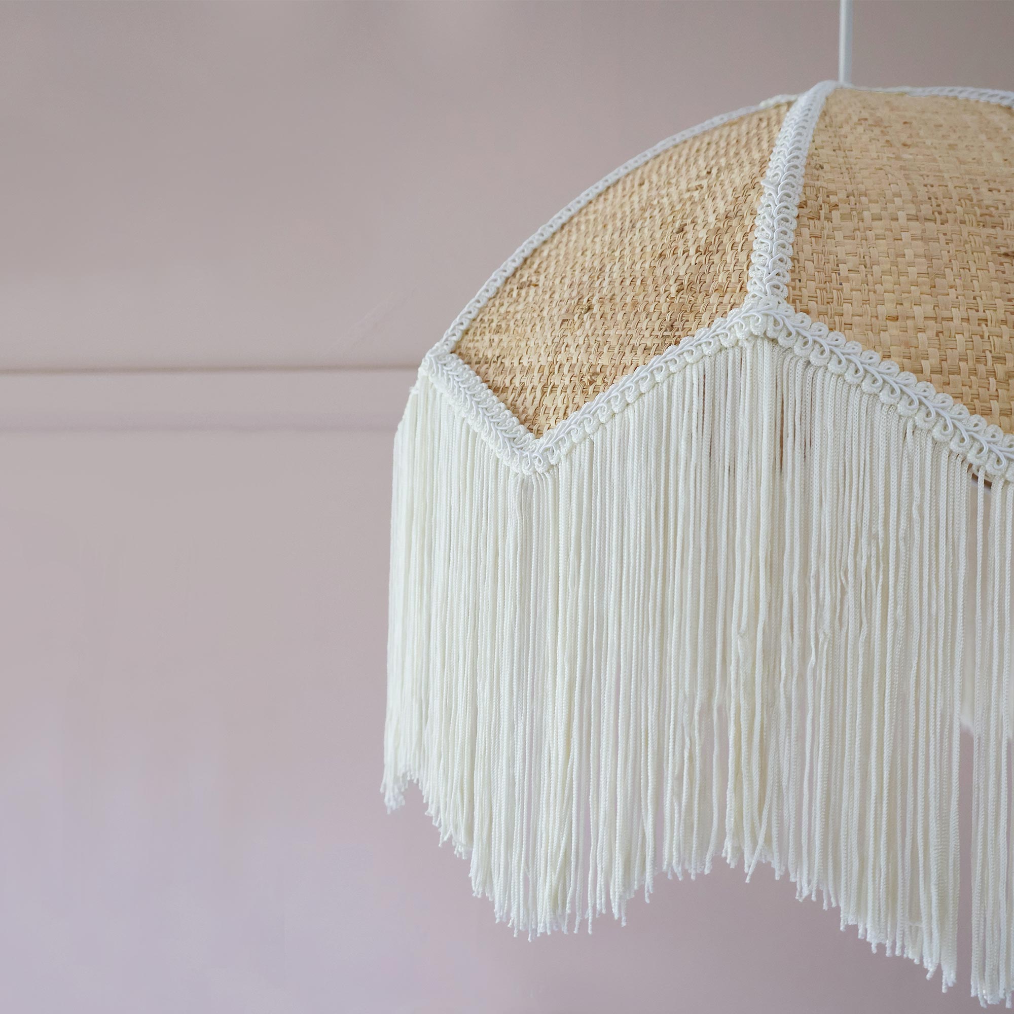 Fringed Rattan Pendant Light in Natural