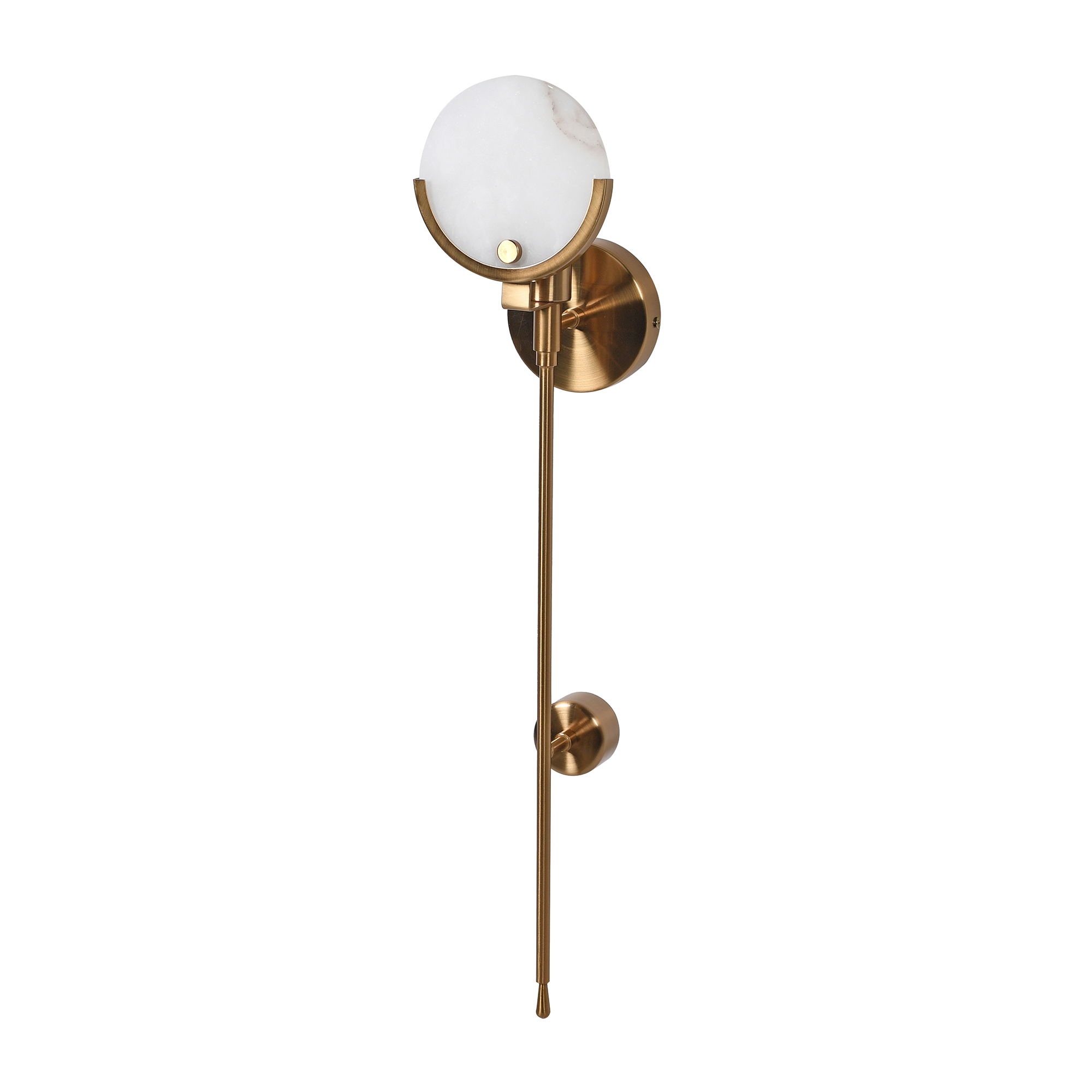 gold and white circular wall light 