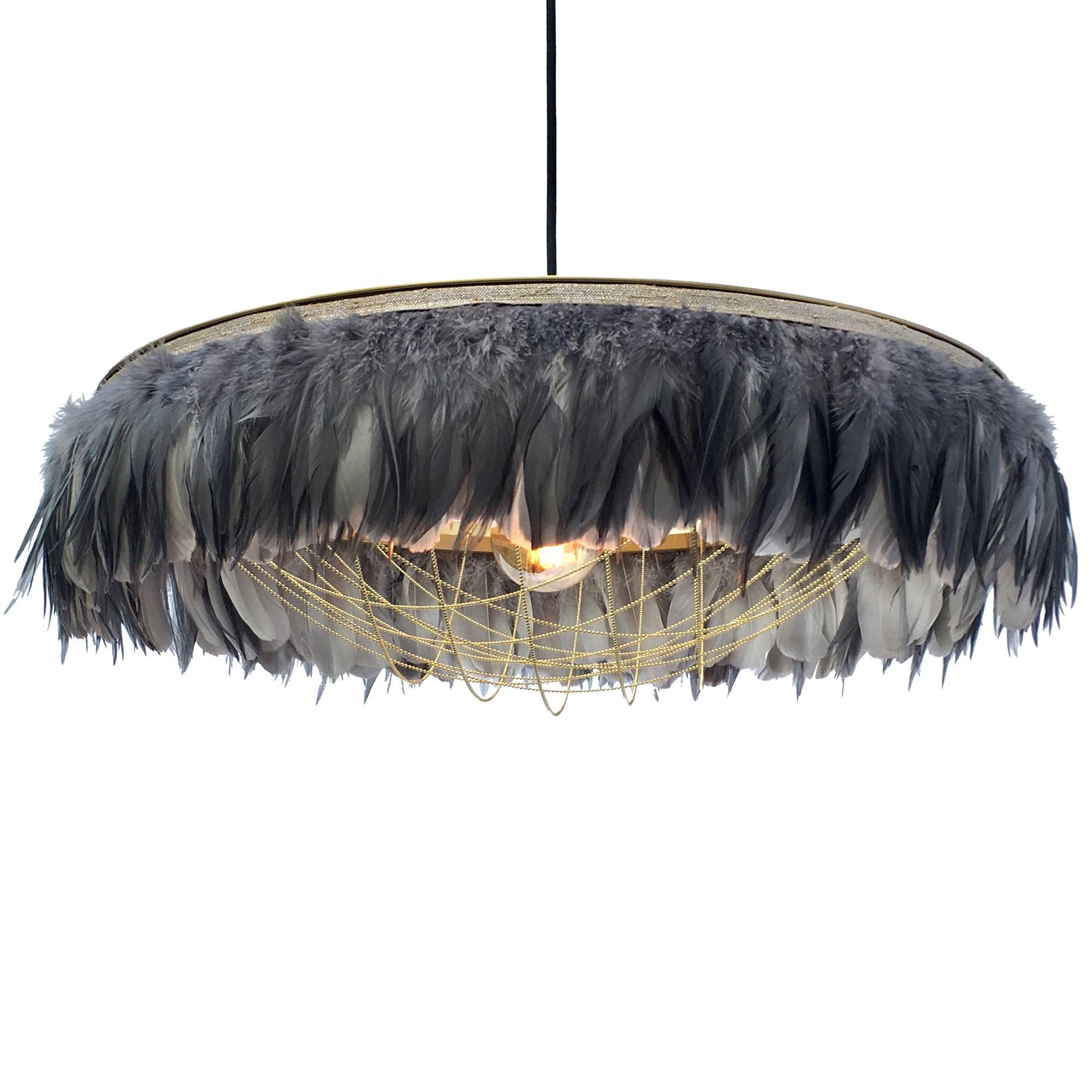 Glorious Gloria Grey Feather Pendant