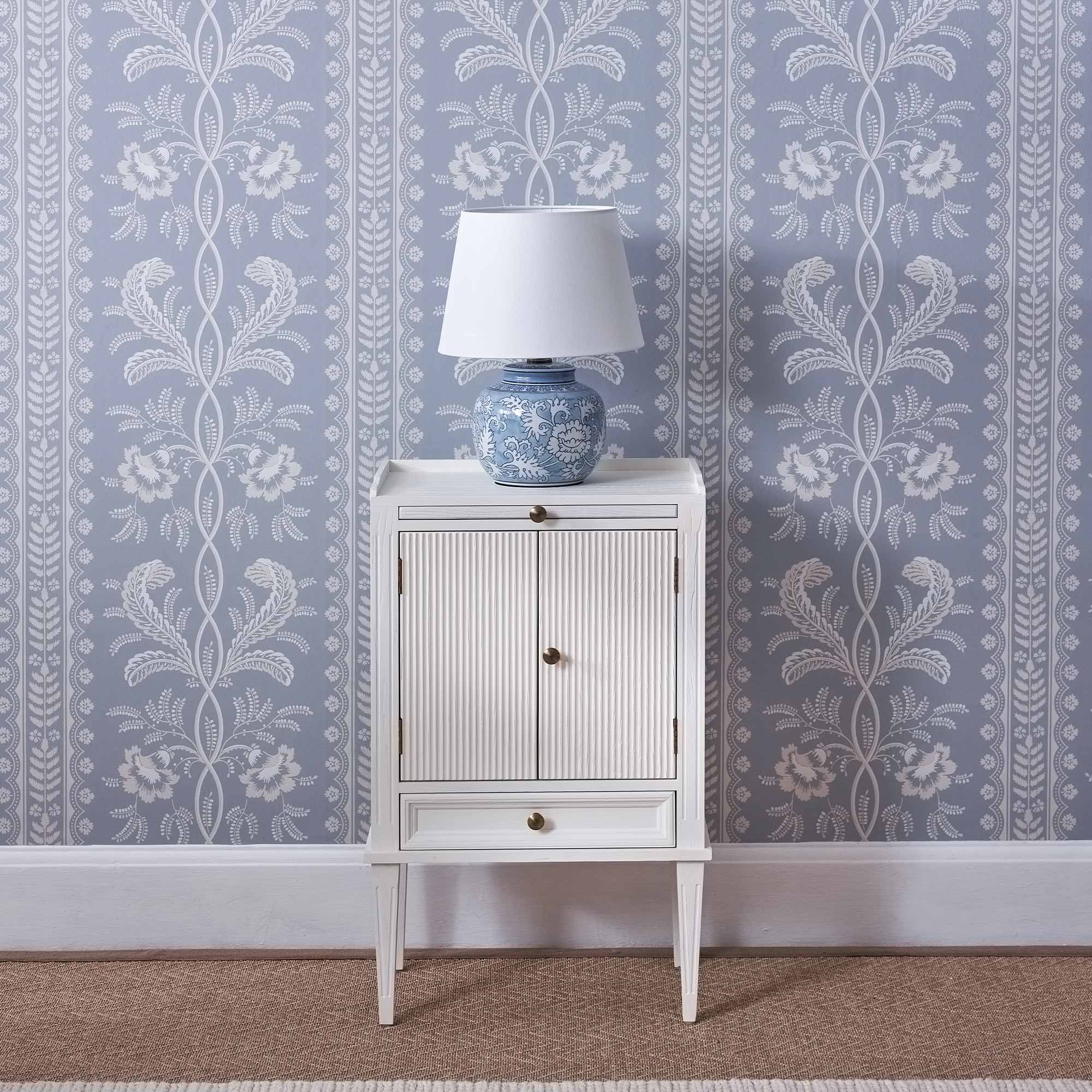 Gustavian White Bedside Cabinet