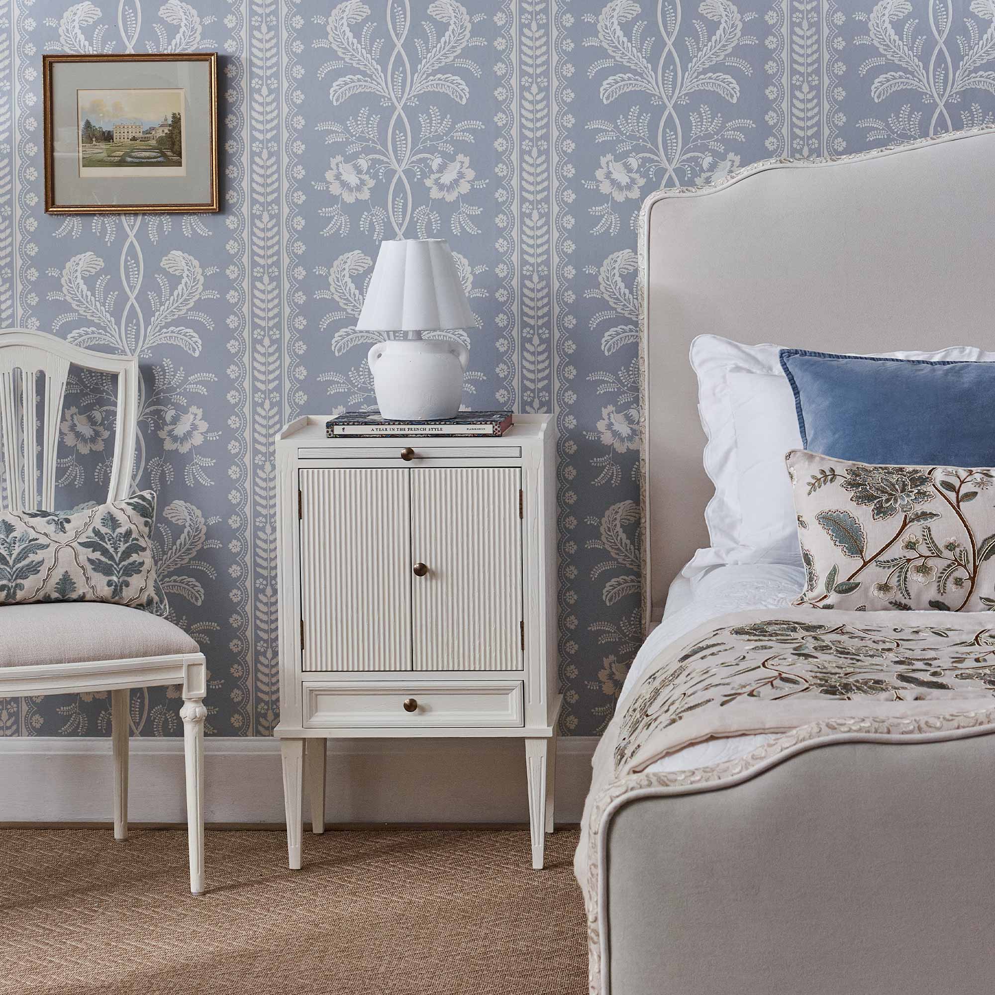 Gustavian White Bedside Cabinet