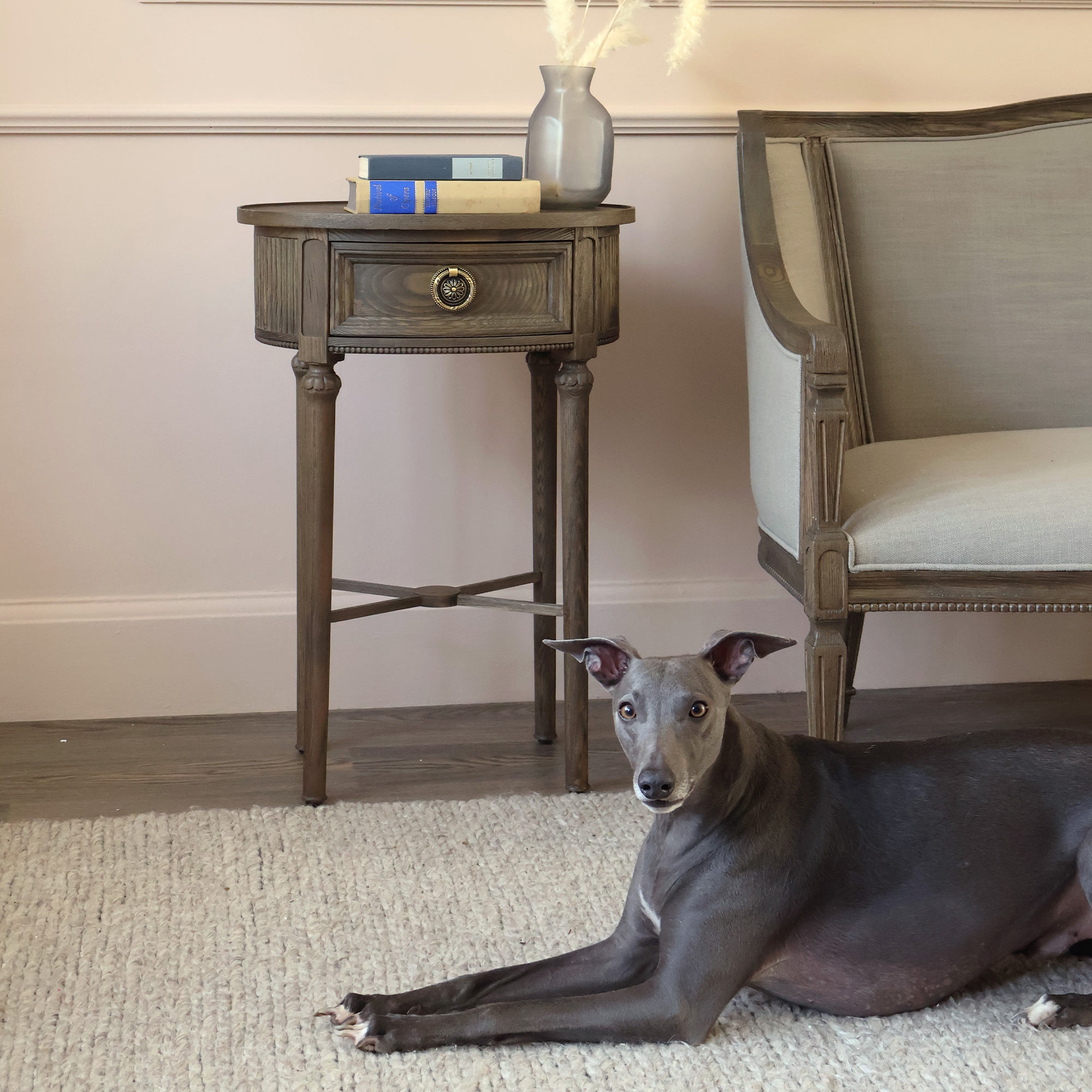 Gustavian Dark Oval Nightstand