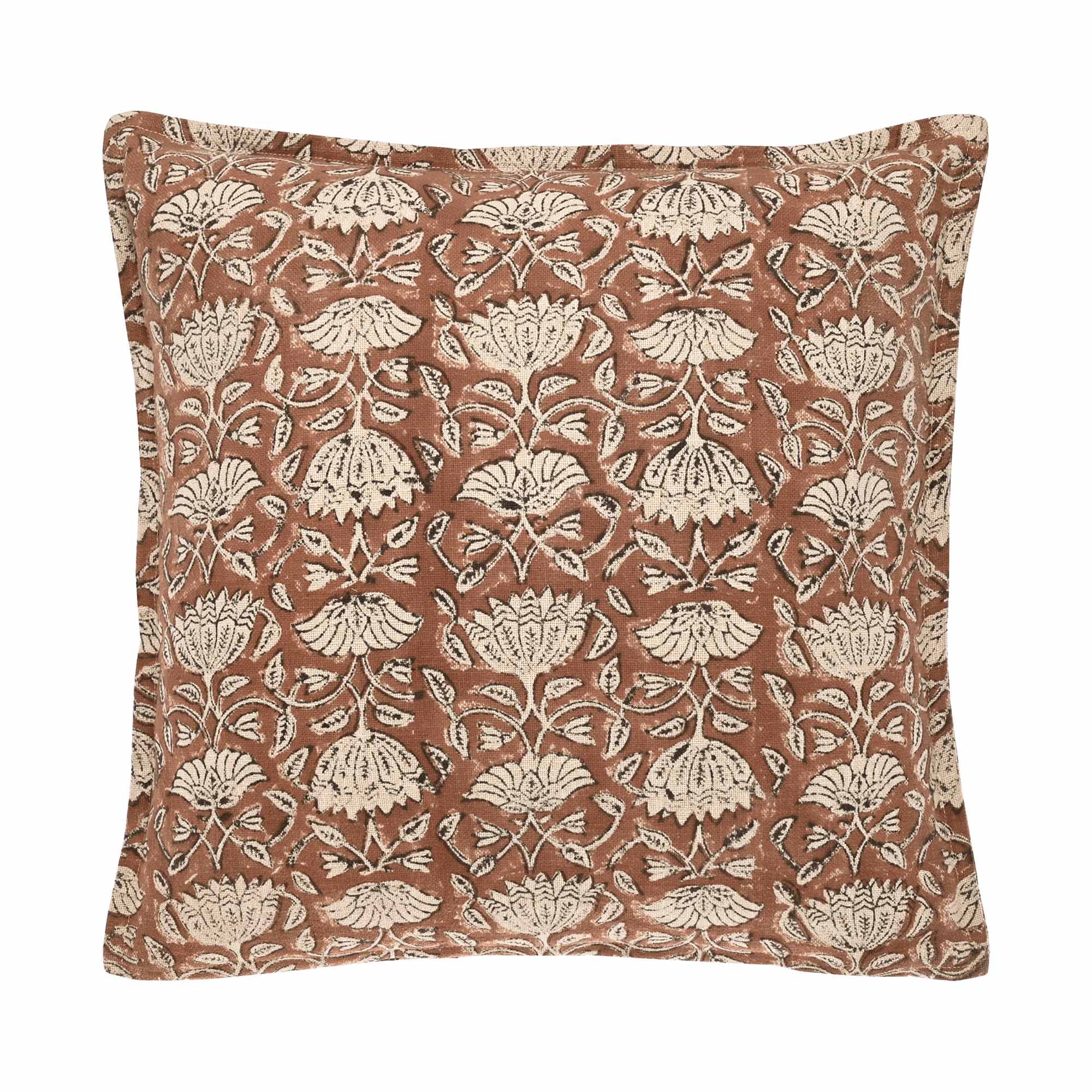 Handblock Print Cushion in Cinnamon Spice