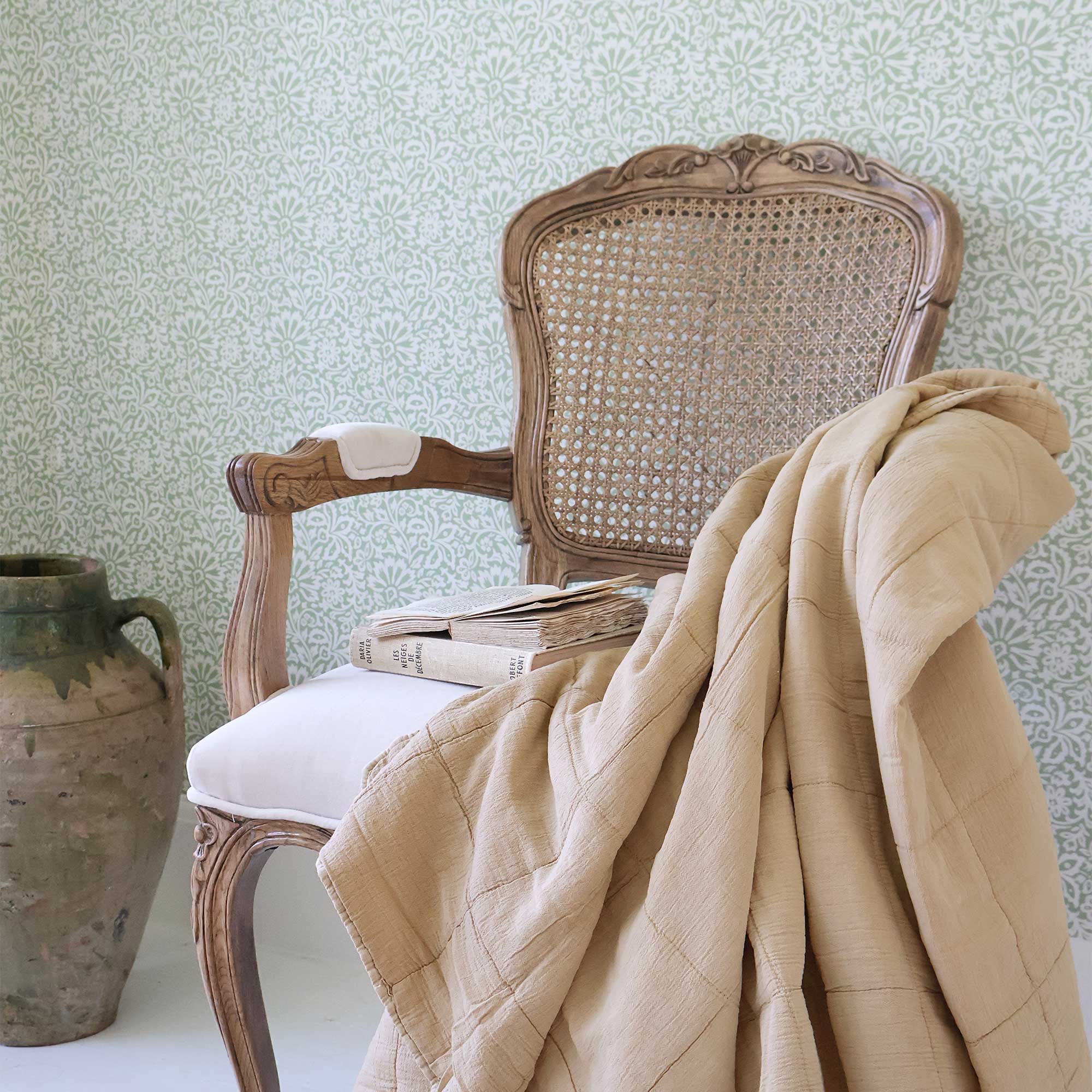 Quilted Bedspread in Pale Brown