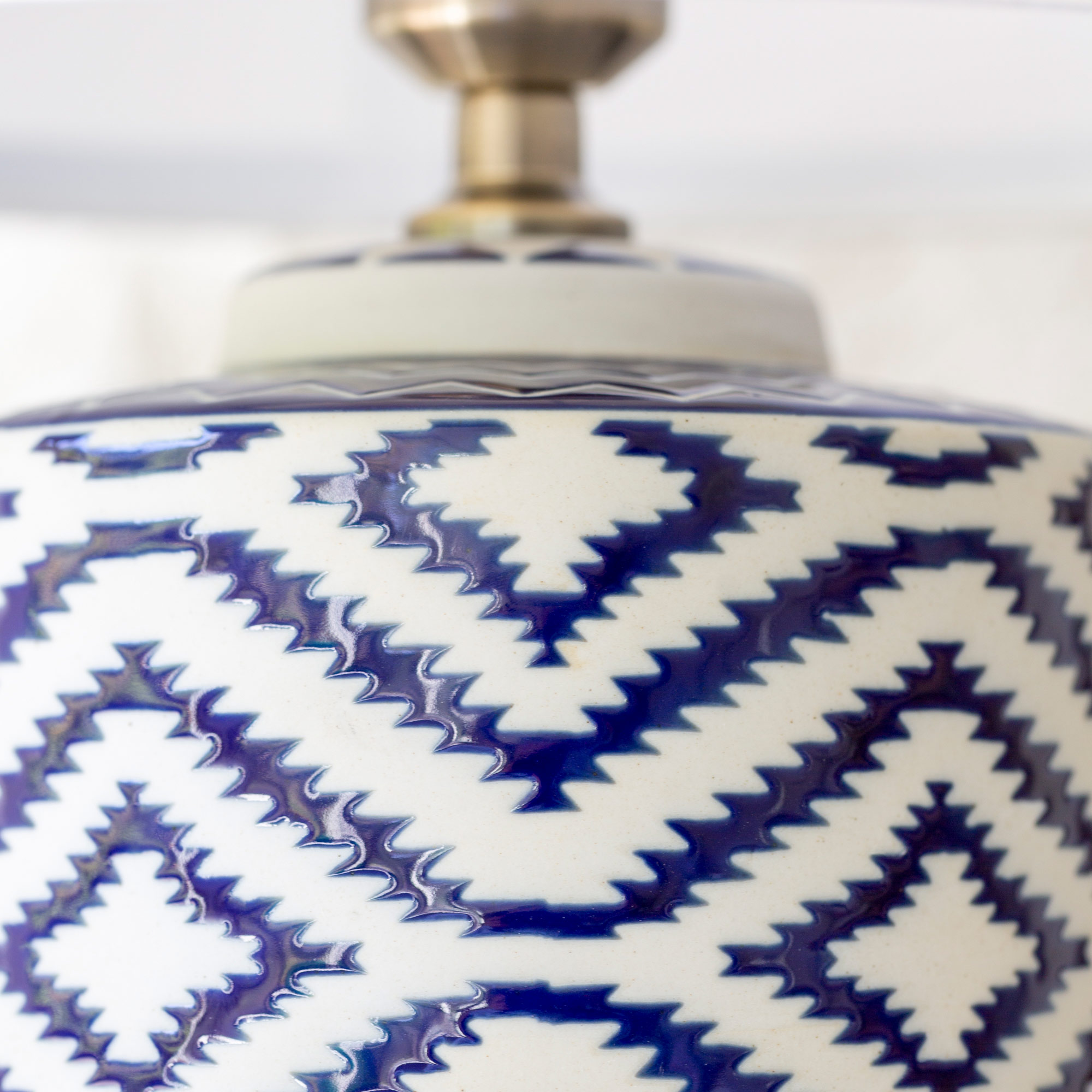 Ikat Blue Ceramic Lamp