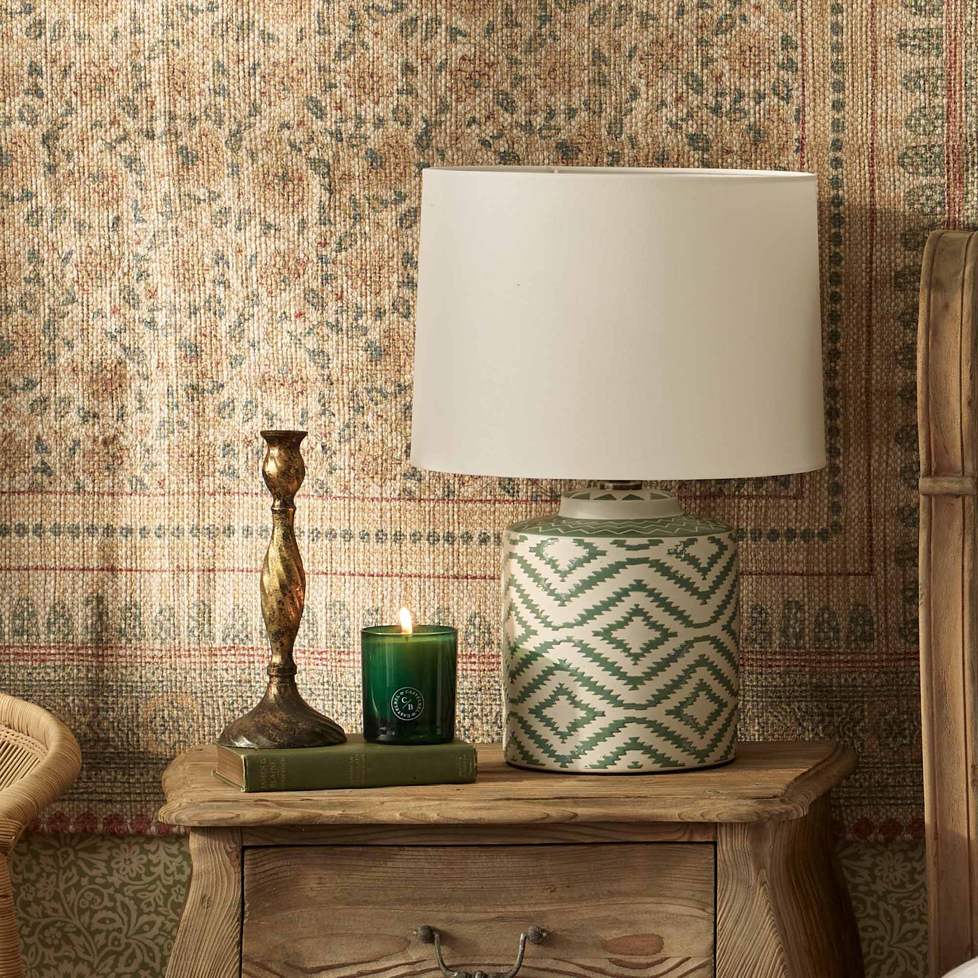 Ikat Green Ceramic Lamp 