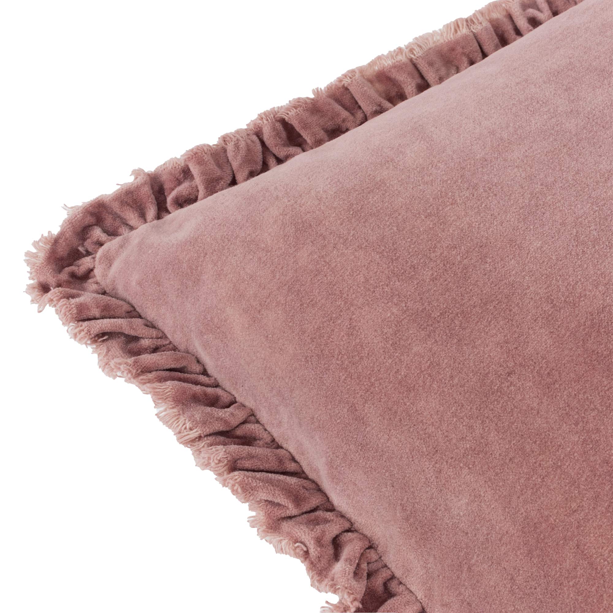 Lara Ruffled Velvet Cushion in Rose