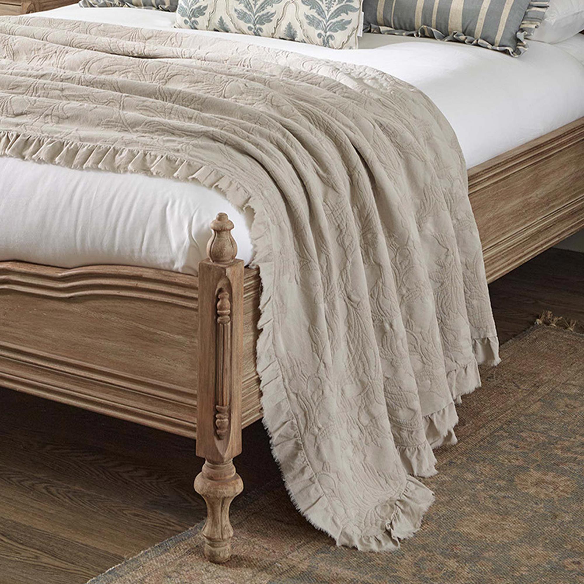 Le Sojourn Ruffle Bedspread in Oatmeal