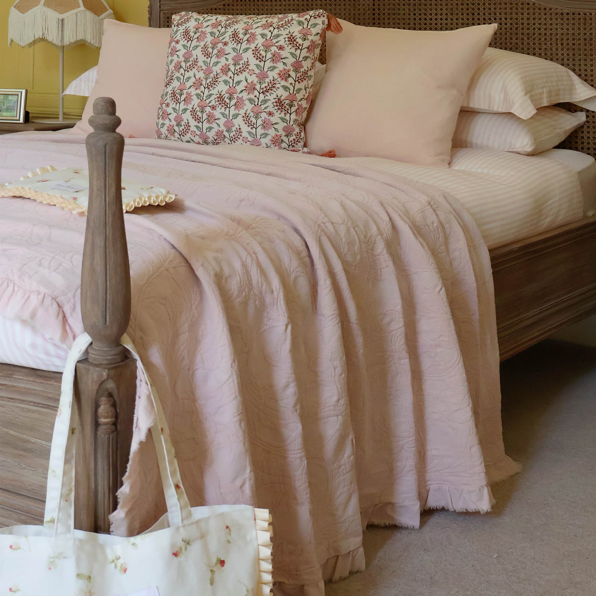 Le Sojourn Ruffle Bedspread in Petal Pink