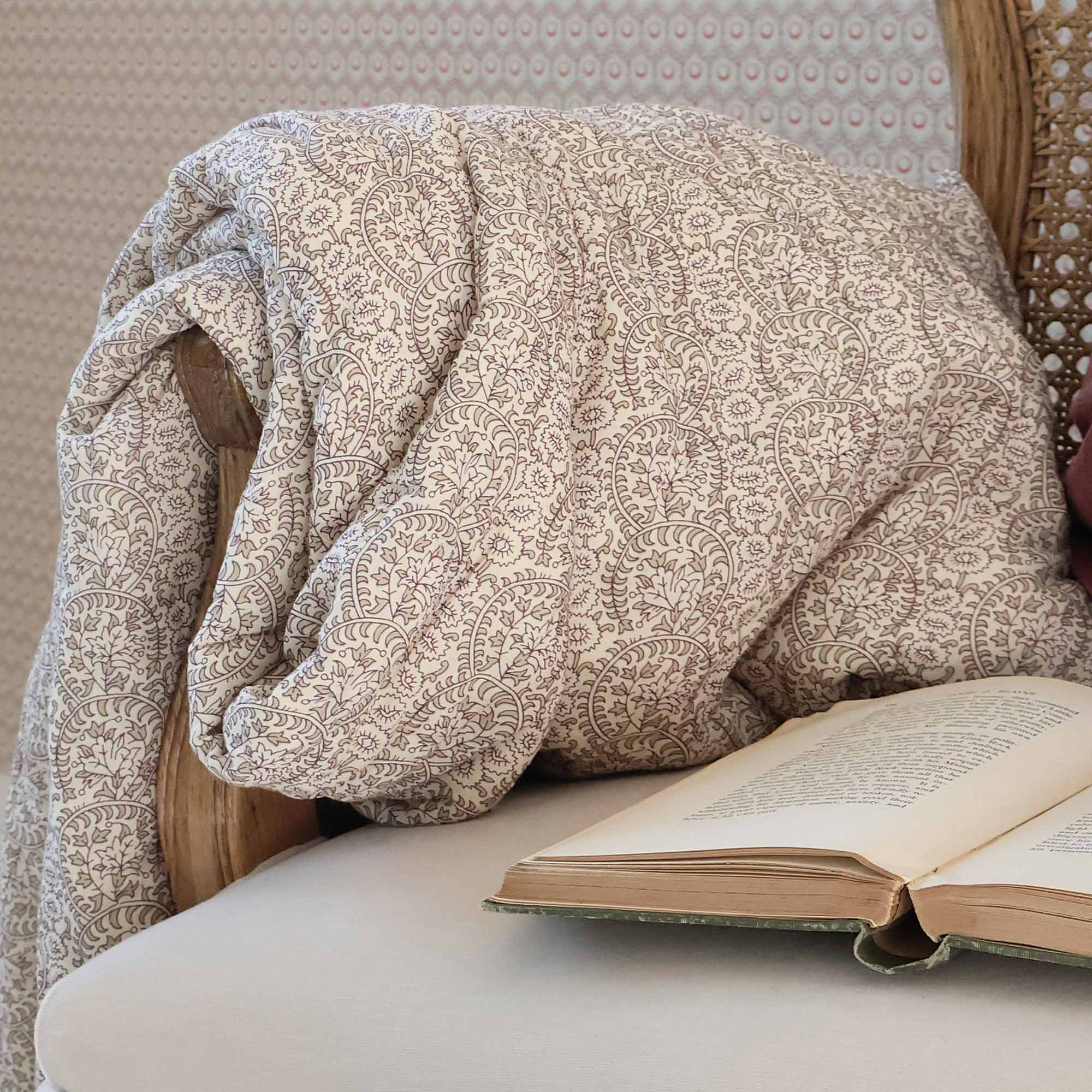 Earthy Brown Floral Bedspread