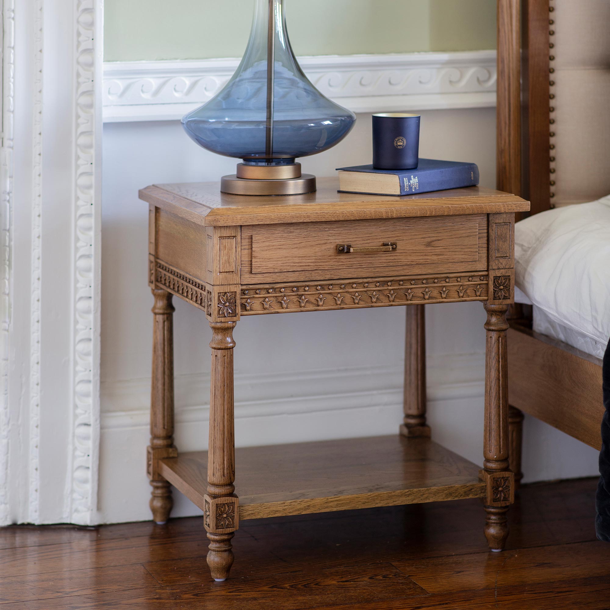Love Story Carved Bedside Table