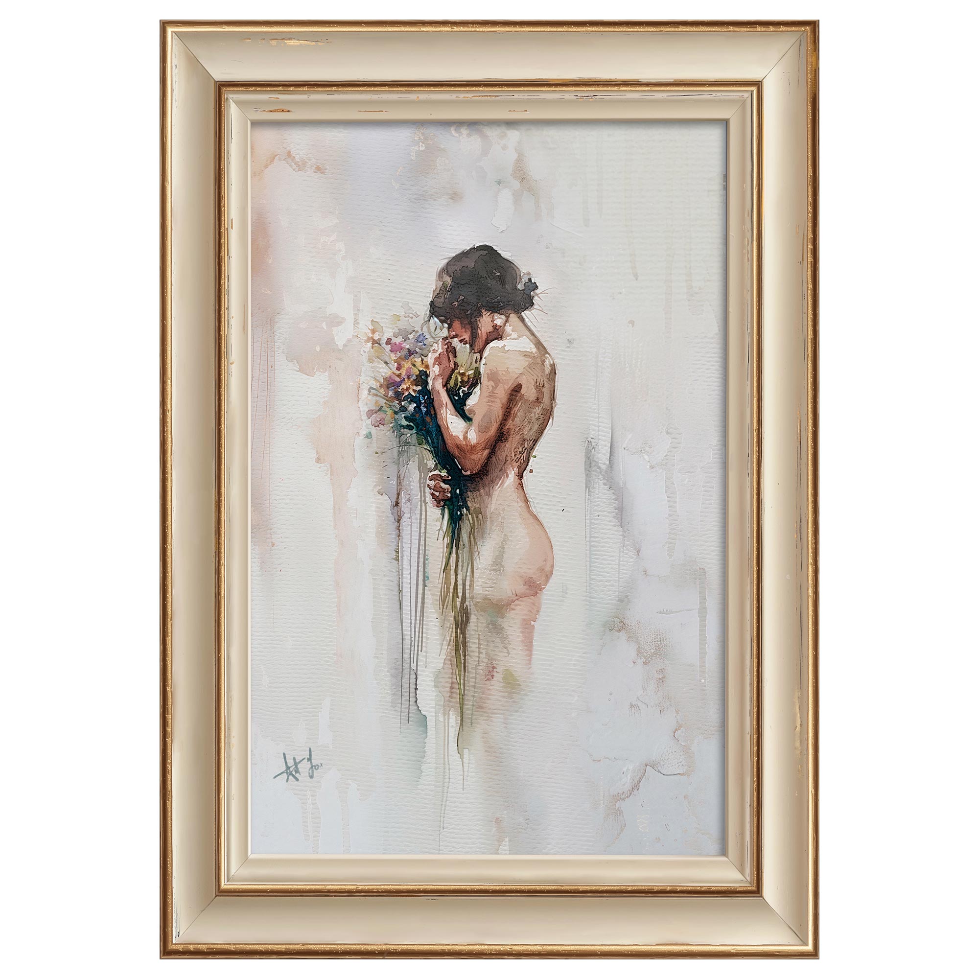 Nude Wall Art in Muted Hues on Canvas