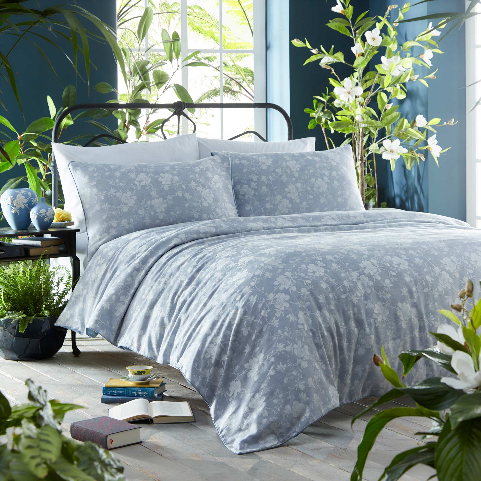 Pale Blue Magnolia Bed Linen