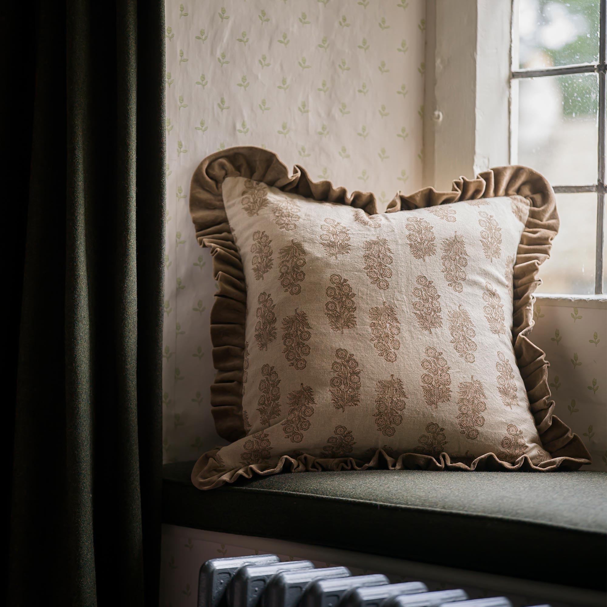 Harvest Handblock Ruffle Cushion