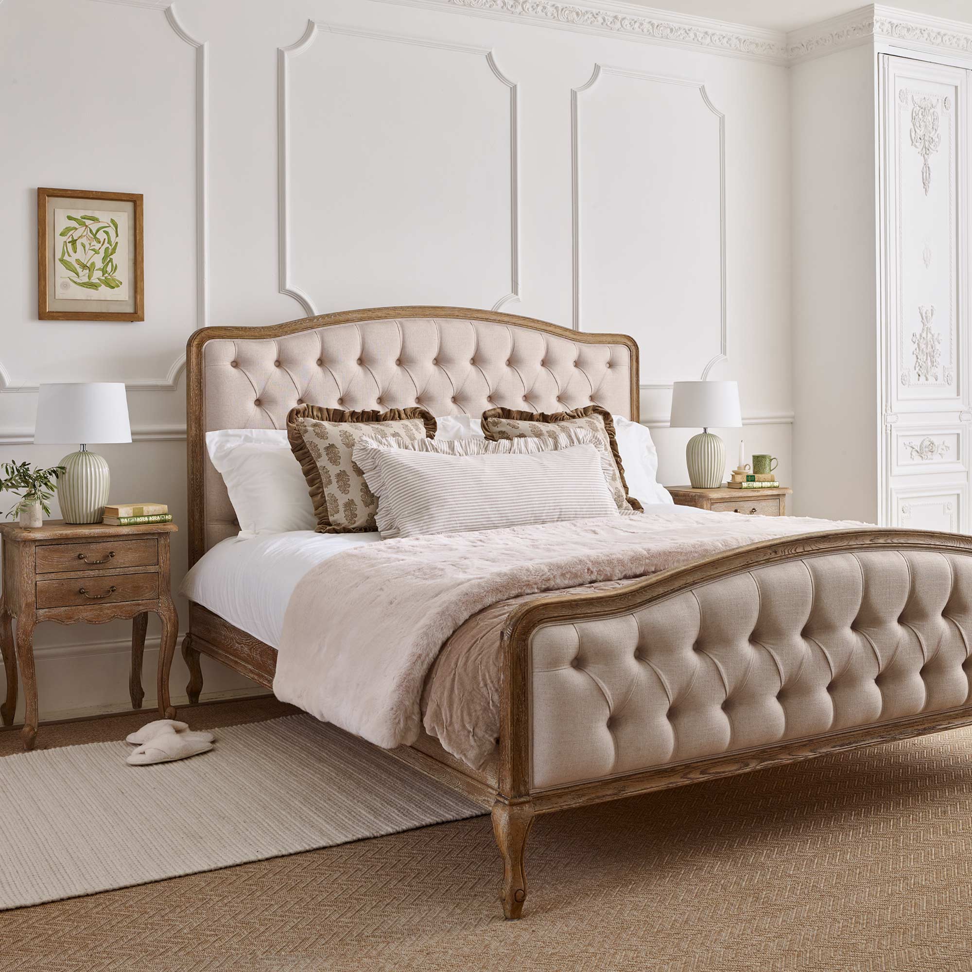 French Romance Linen Bed In Oatmeal