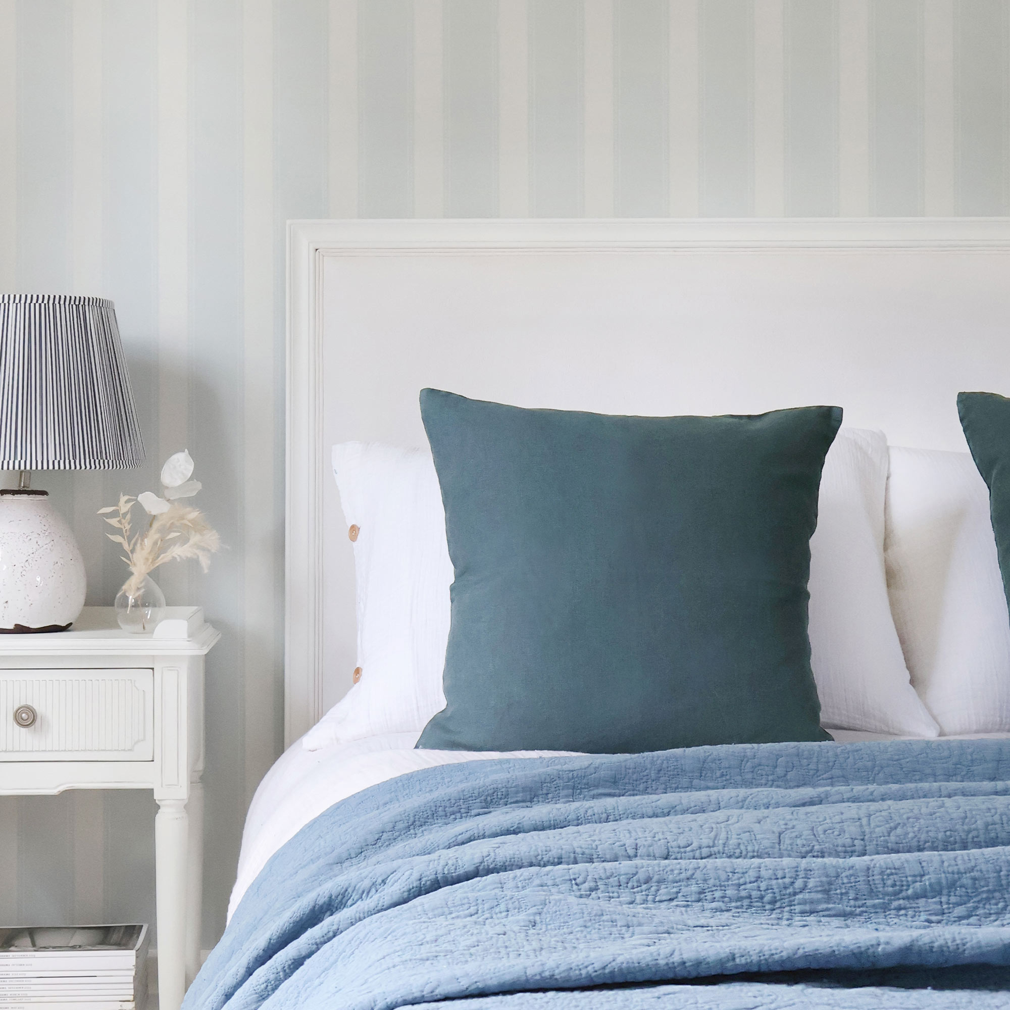 Mélange Linen Cushion in Blue