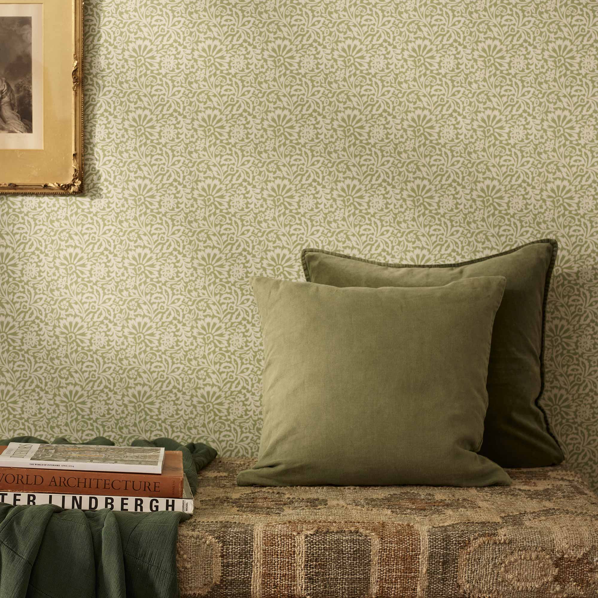 Mélange Linen Cushion in Olive