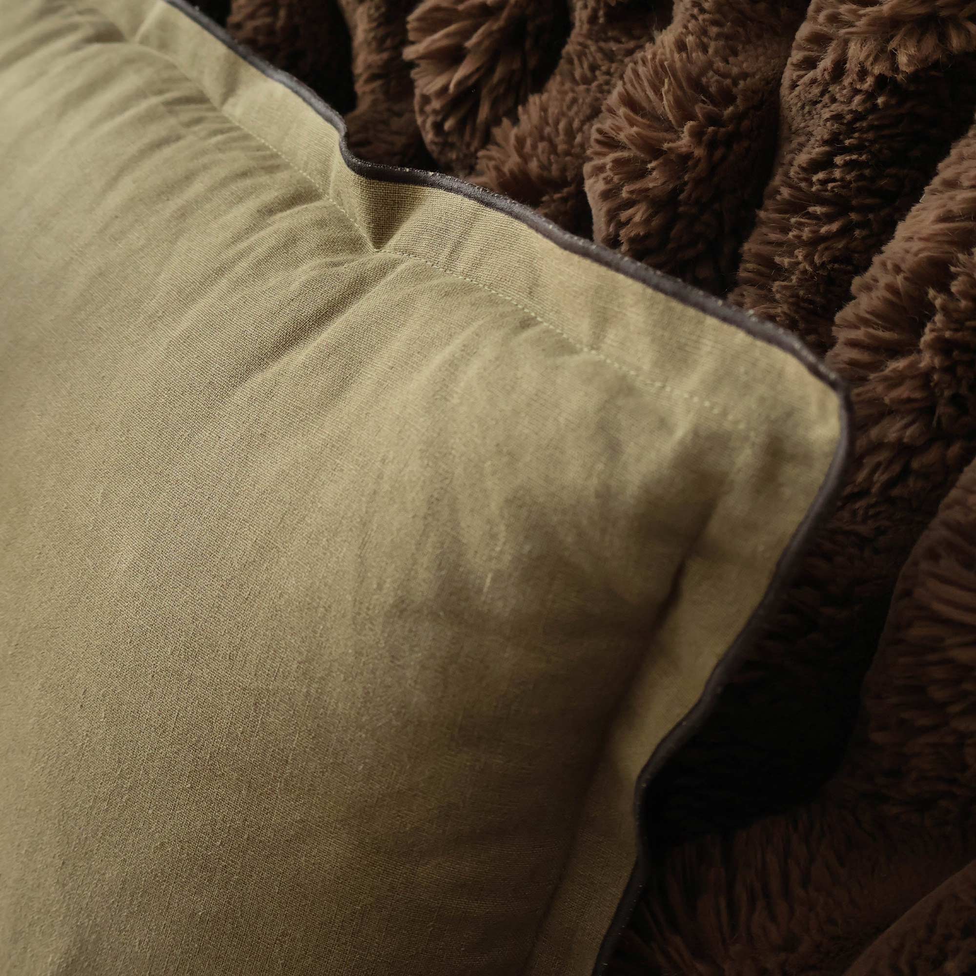 Olive Green Linen Cushion