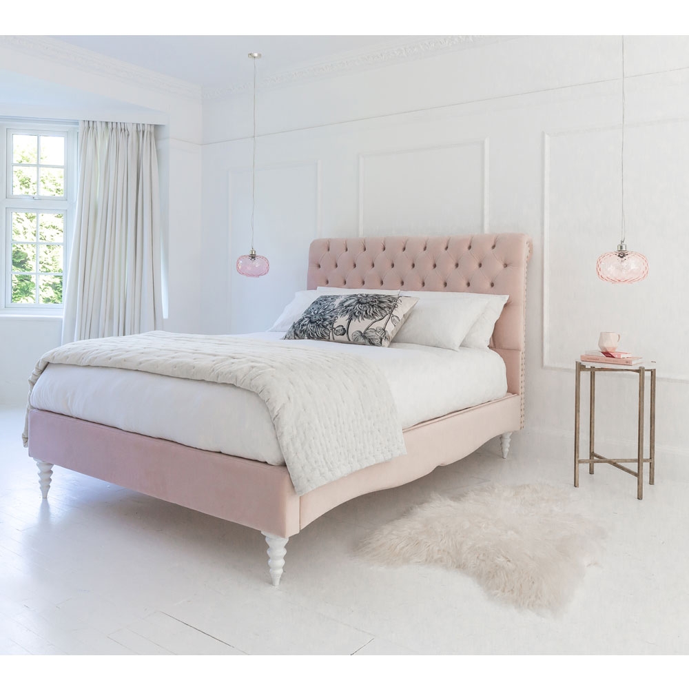 New Beginnings Pink Velvet Bed (Double)