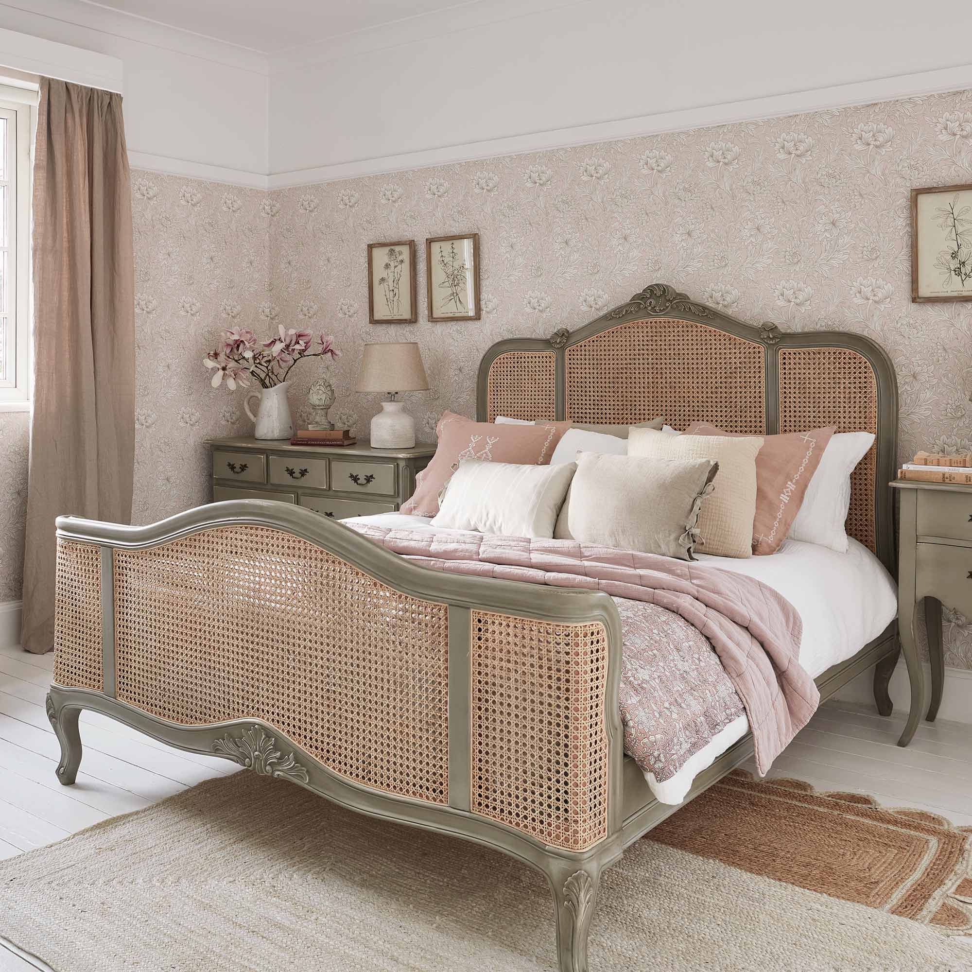 Normandy Rattan Painted Luxury French Bed