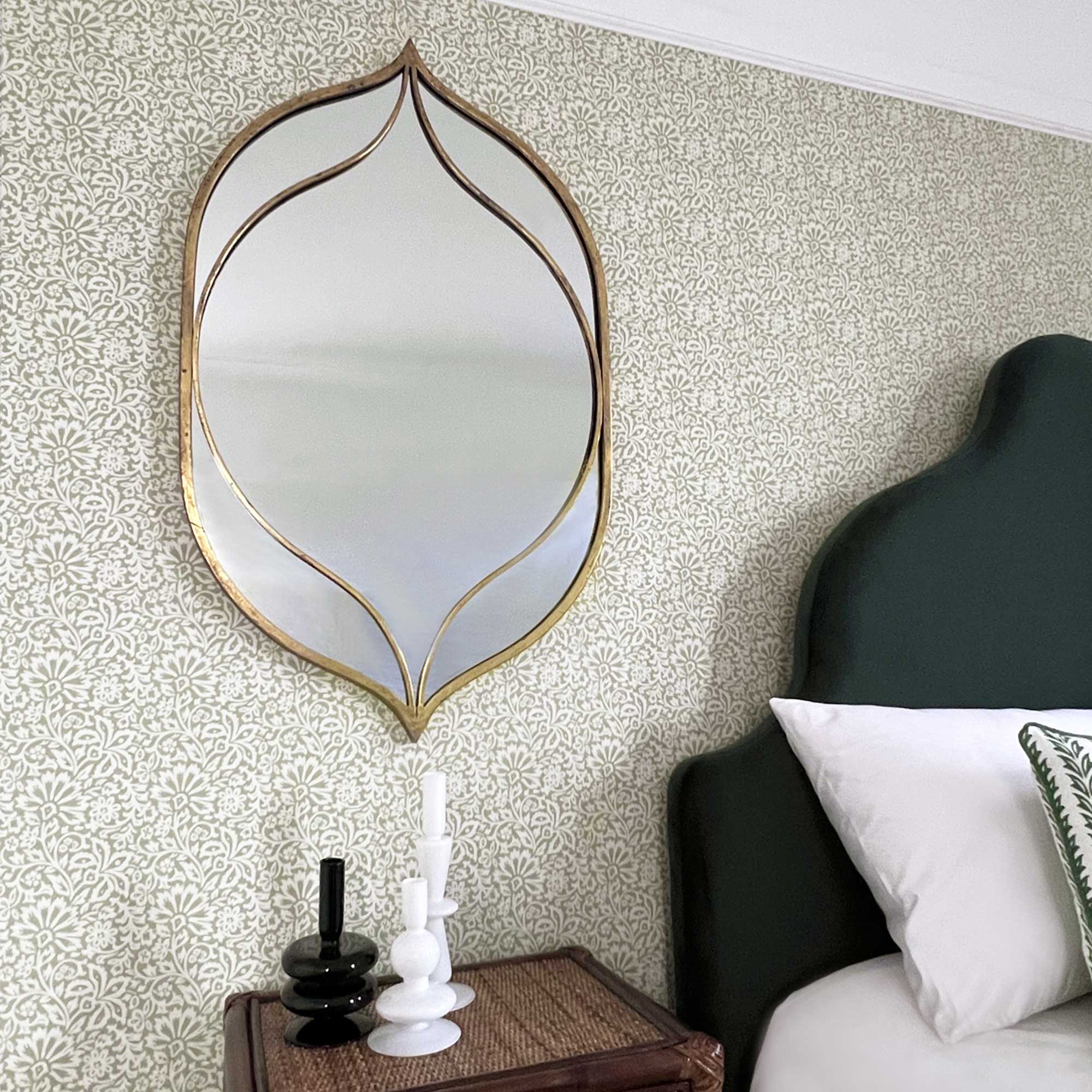 Pair of Elegant Antique Brass Wall Mirrors
