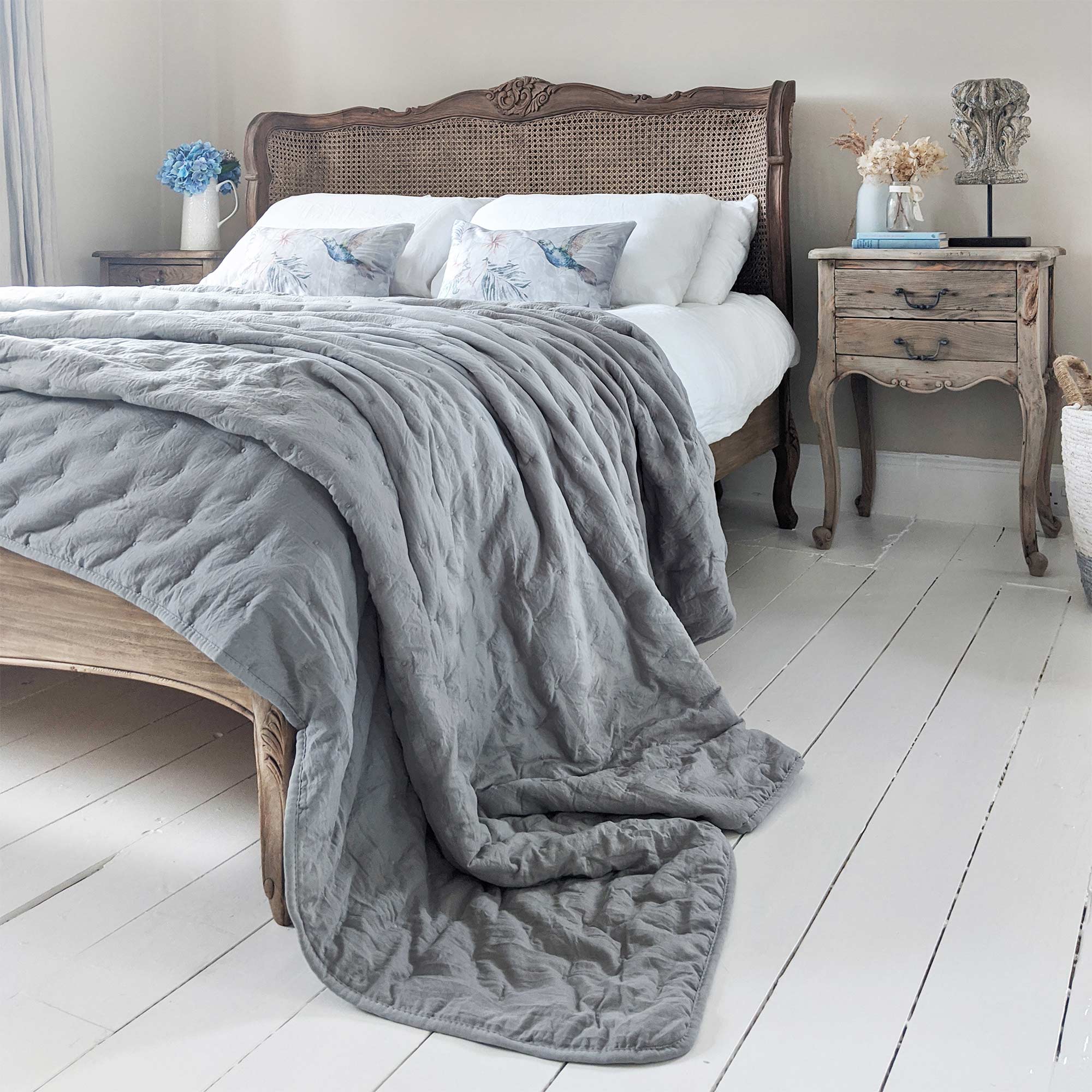 Quilted Bedspread in a Pale Grey