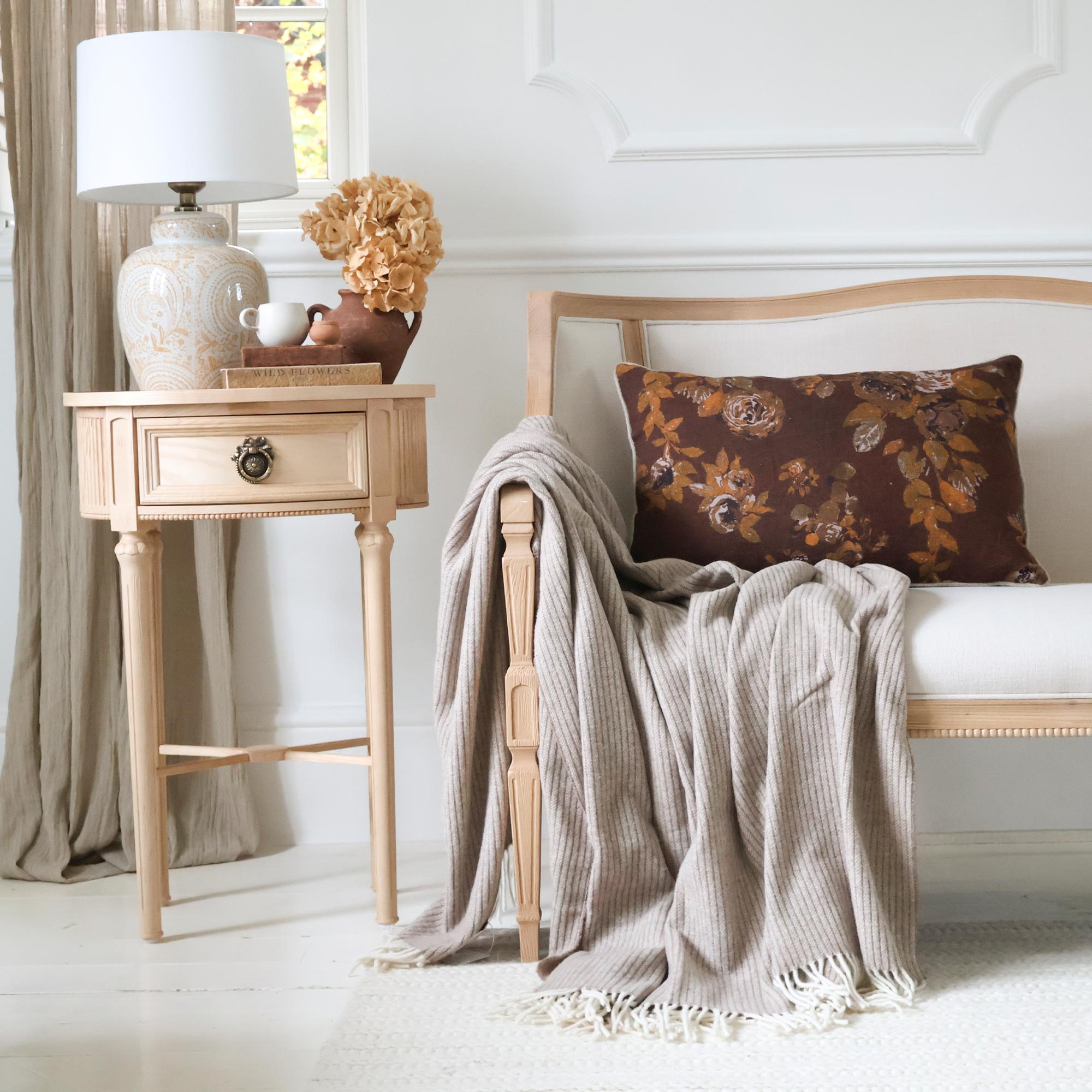 Autumn Nook Large Brown Floral Cushion