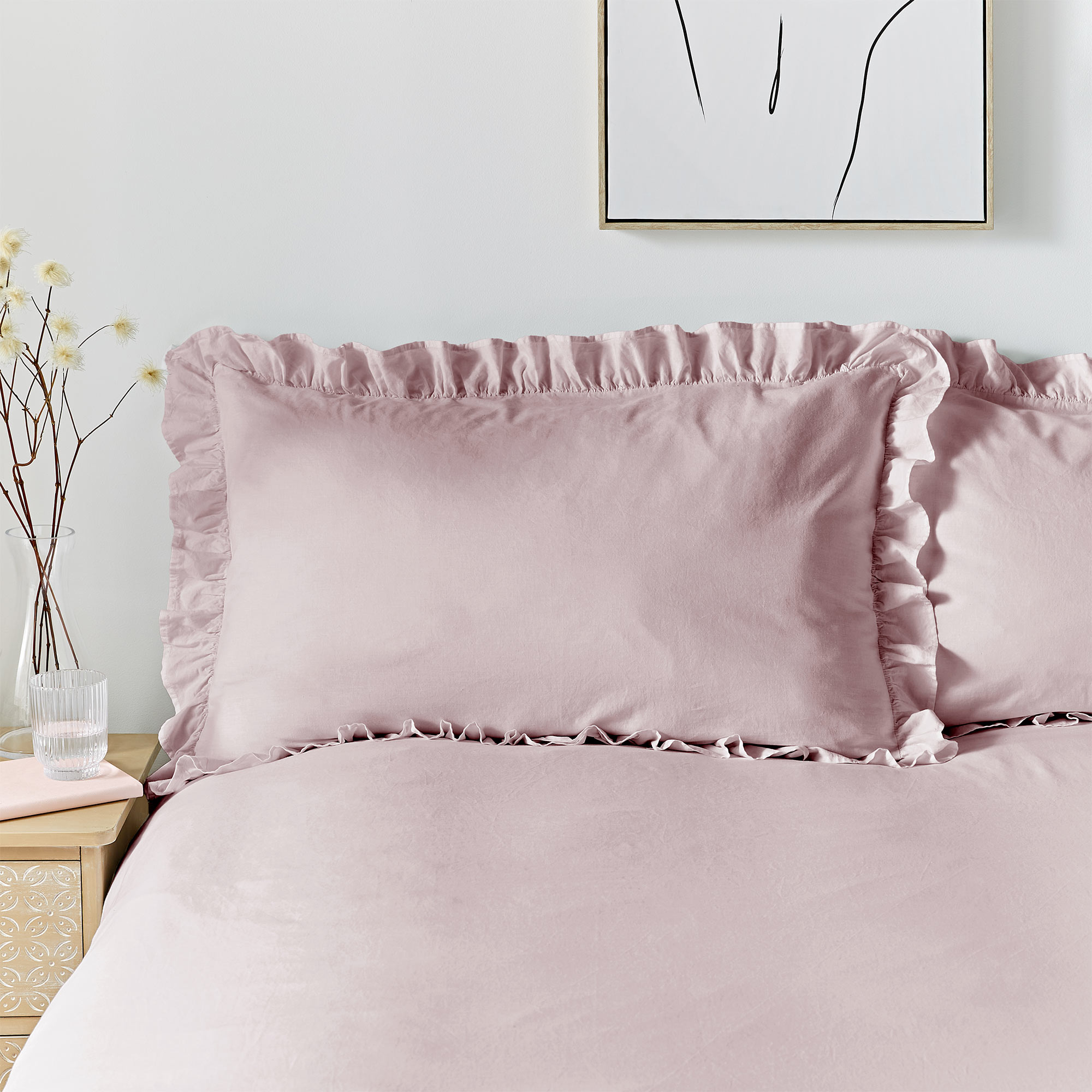 Romance Ruffle Cotton Bed Linen Set in Provence Lavender