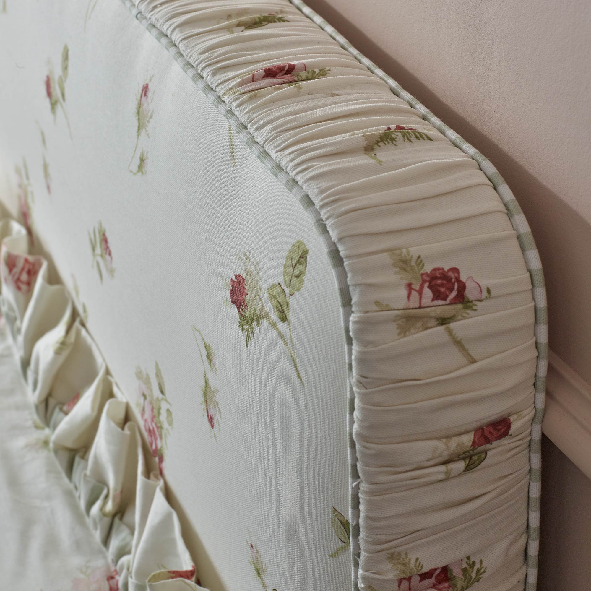 Nostalgic Rose Ruffle Upholstered Bed