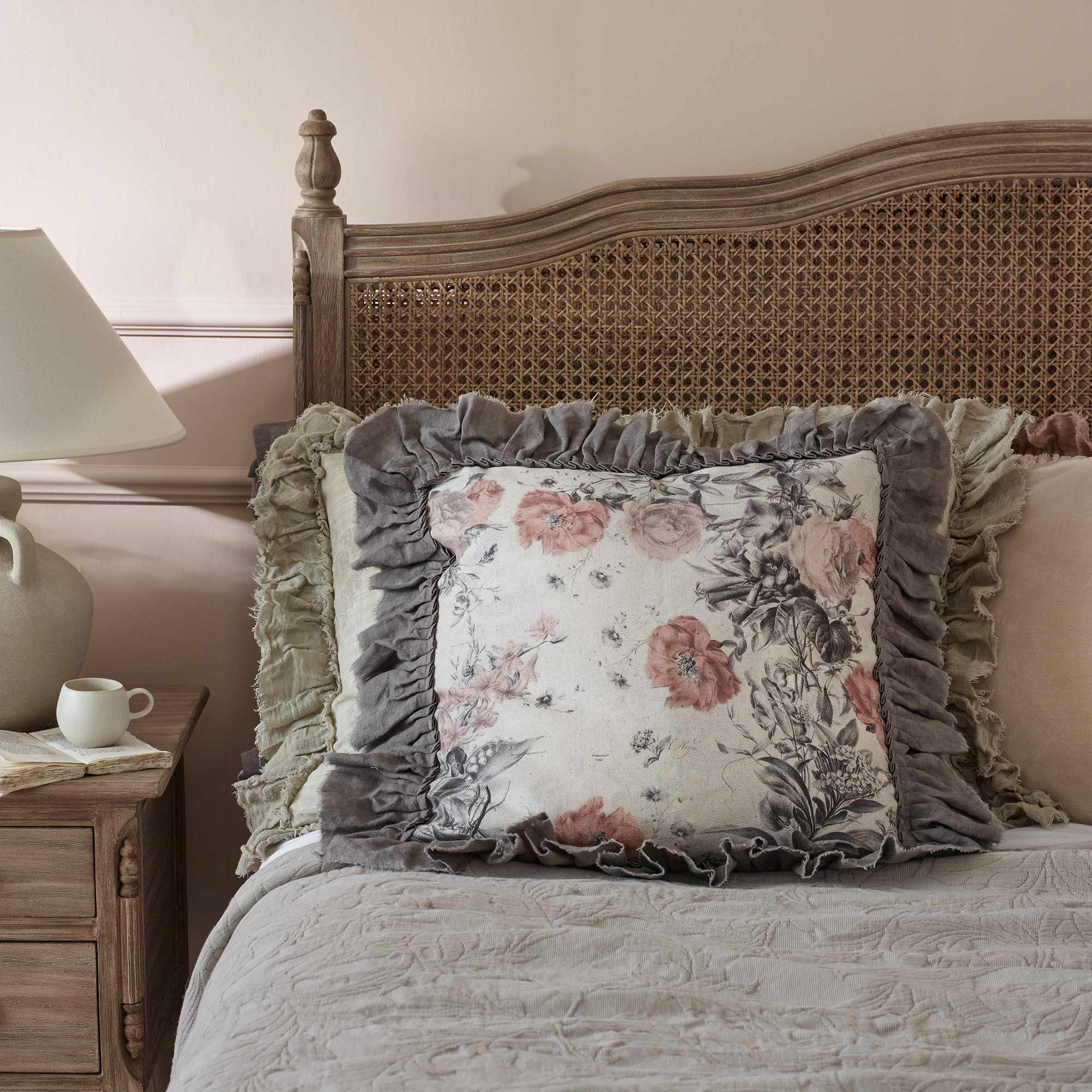 Rosa Divina Ruffled Cushion Cover