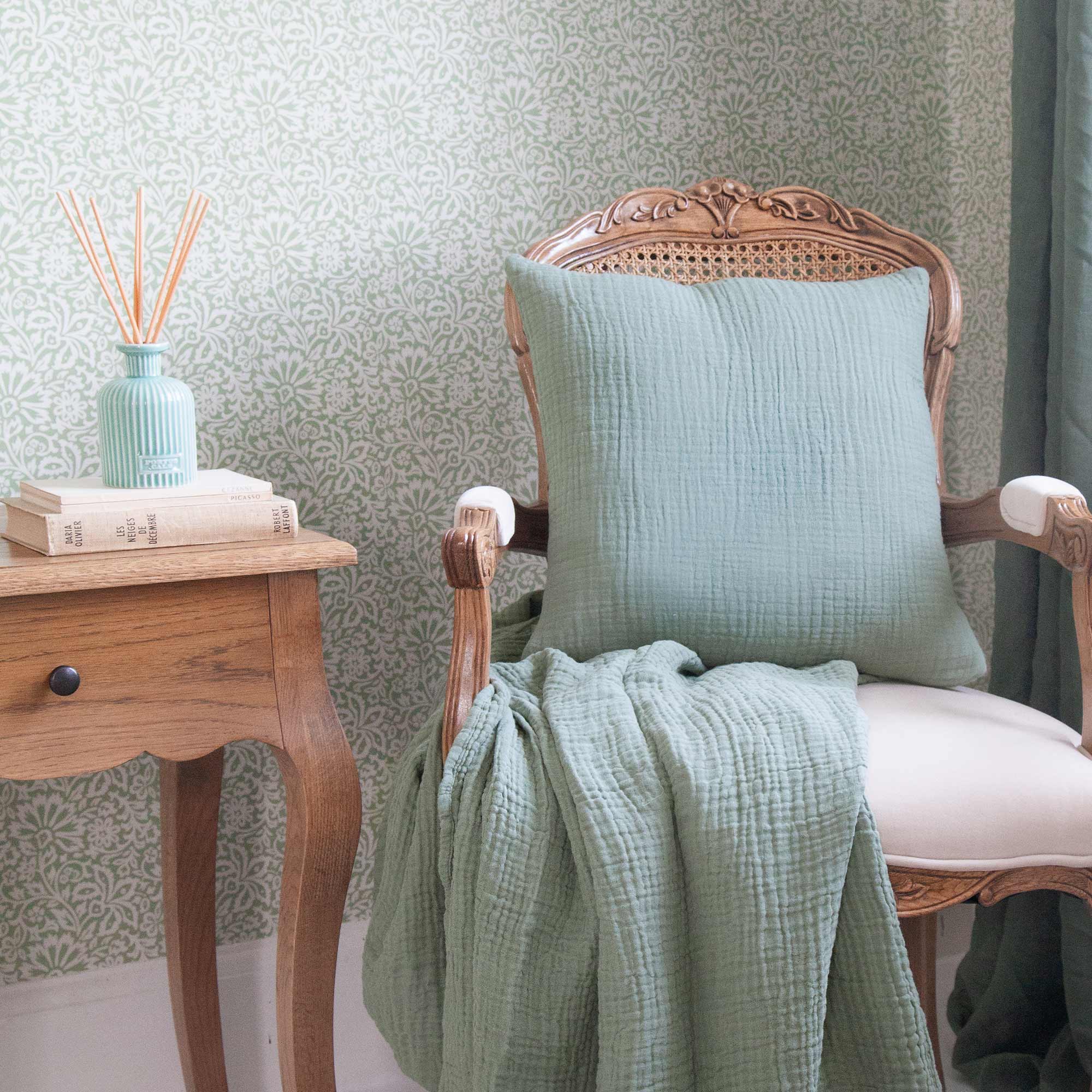 Morning Lark Cushion, in Sage Green