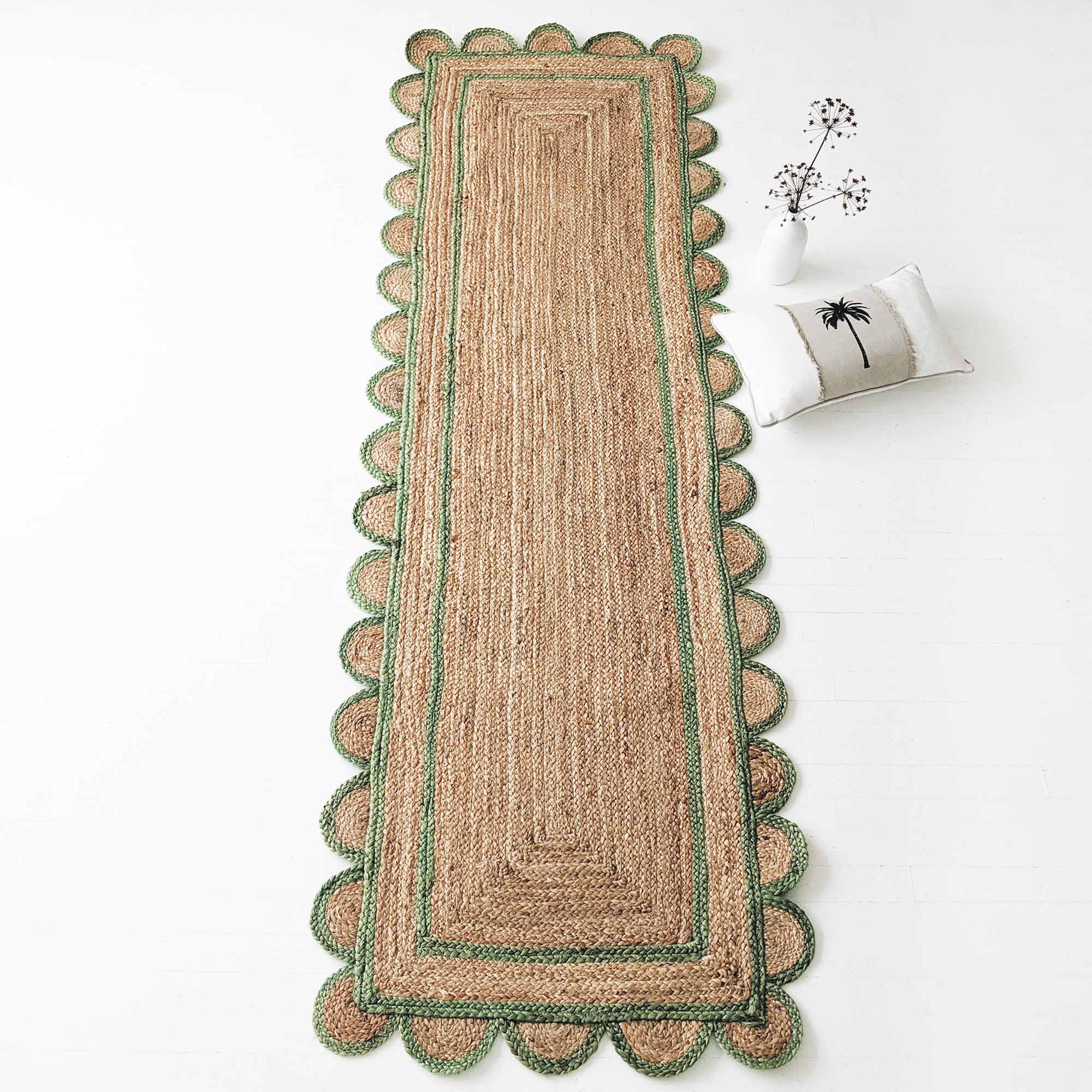 Sundar Scallop Green Jute Runner