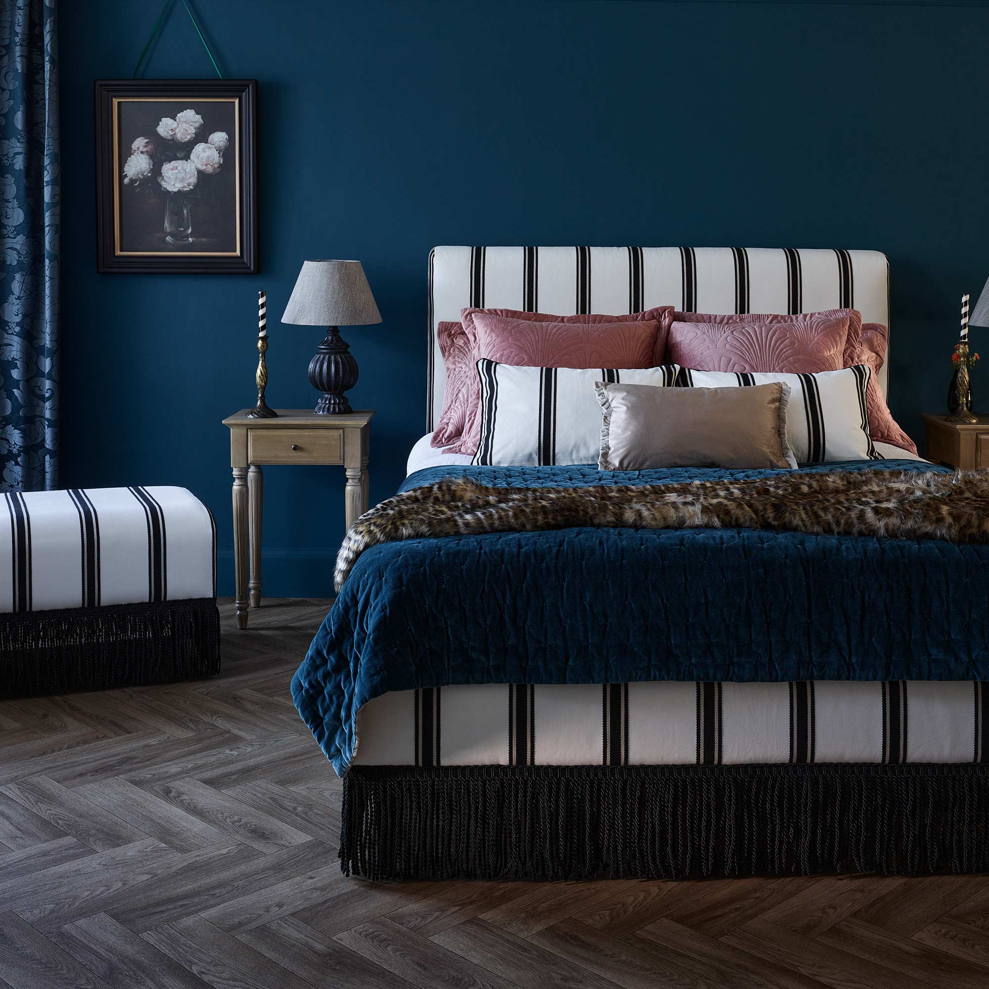 The Granville Stripe Upholstered Bench