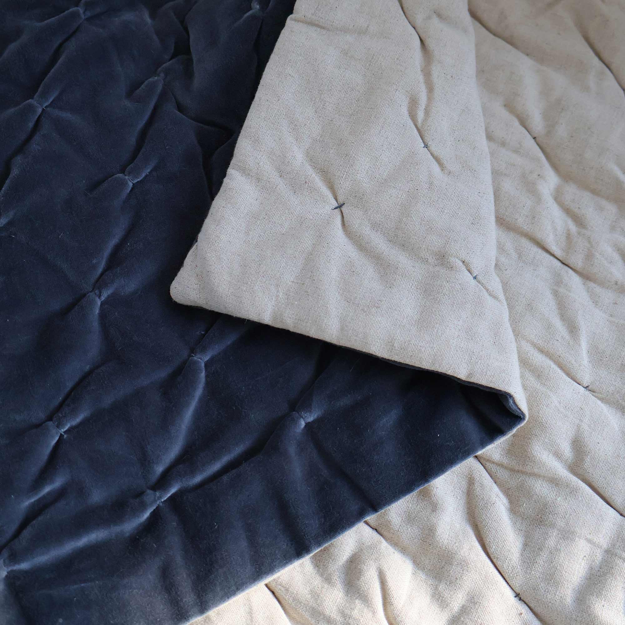 Quilted Navy Blue Bed Throw