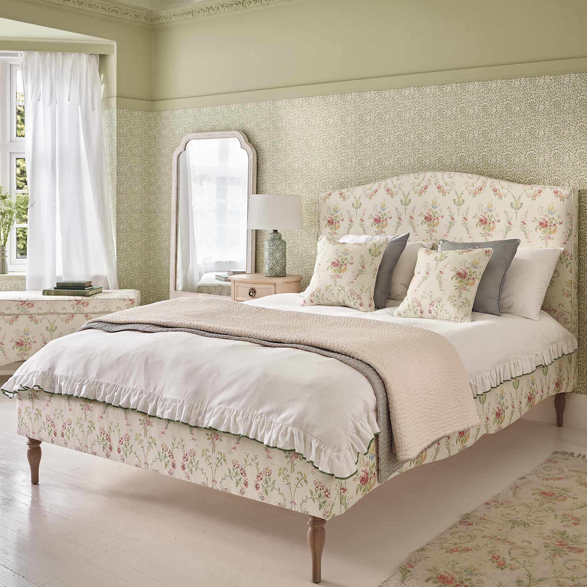 Windsor Garden Floral Upholstered Bed
