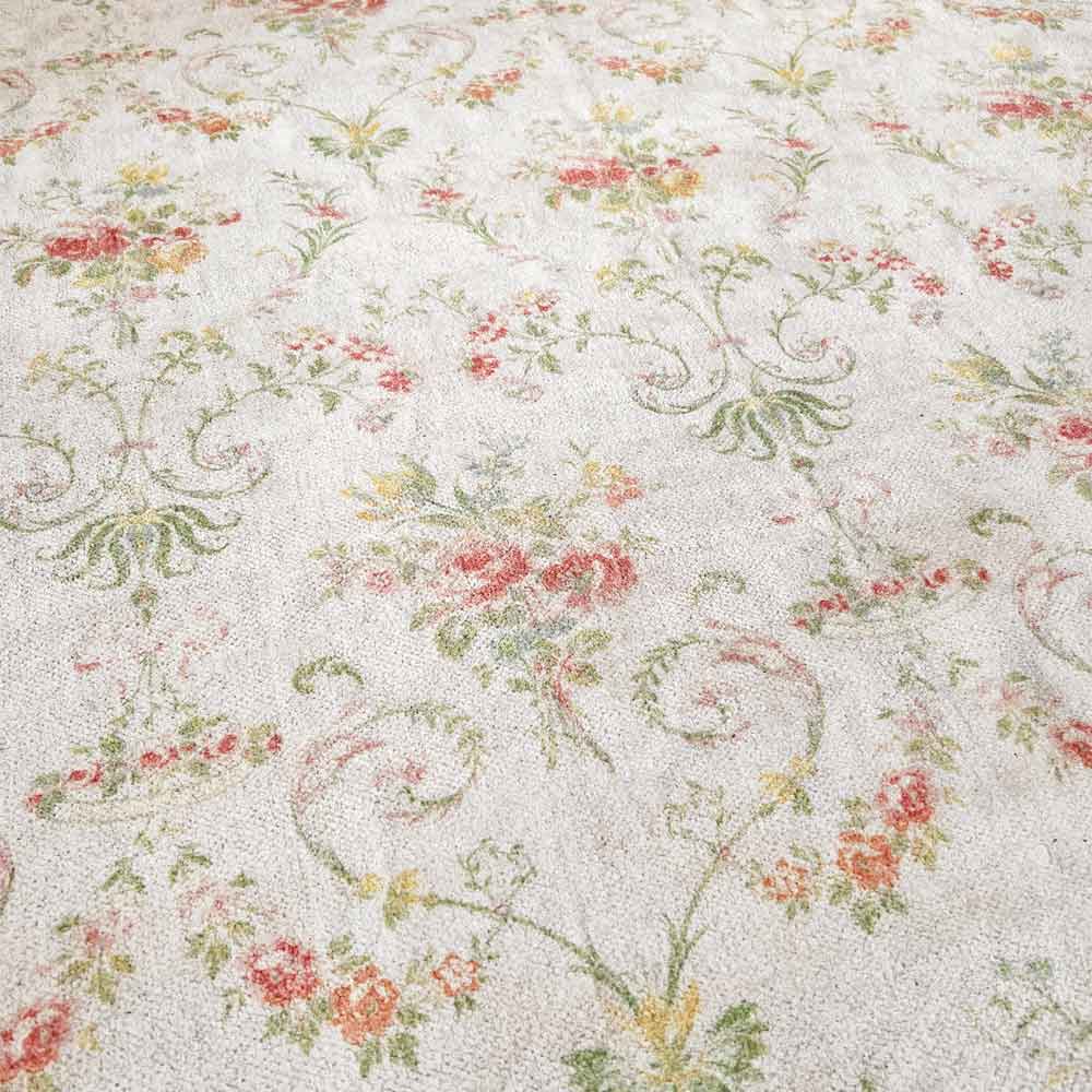 Classic Floral Print On A Woven Cotton Rug